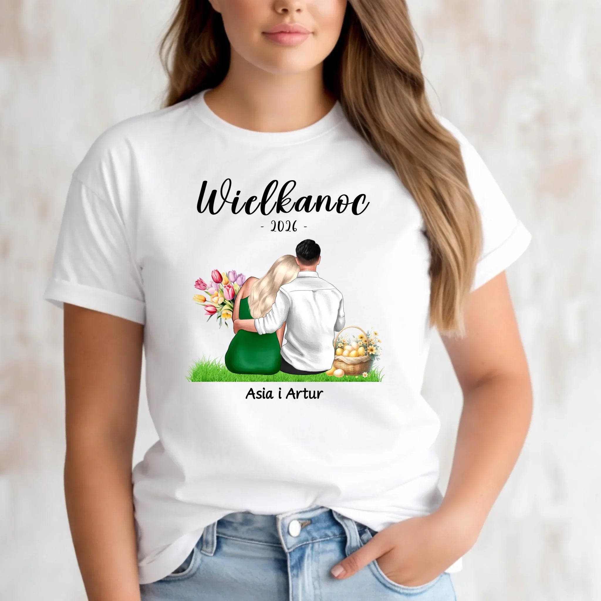 Koszulka damska na Wielkanoc dla par - personalizowana WN36 - StoryCups.pl