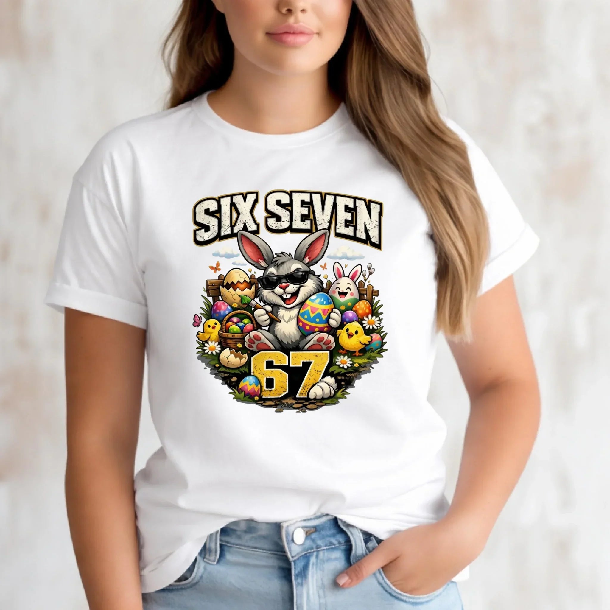 Koszulka damska wielkanocna - Zając Six Seven 67 WN10 - StoryCups.pl