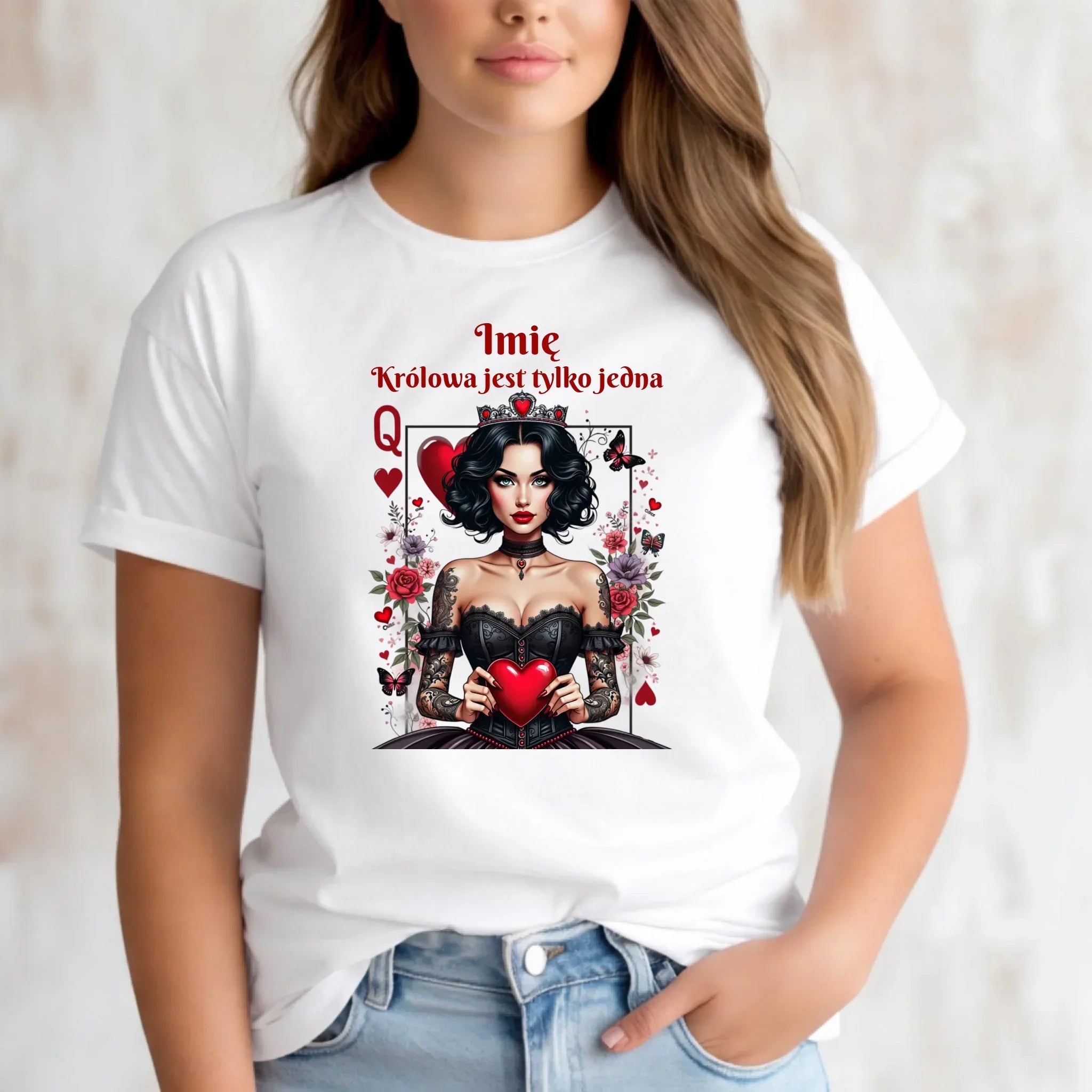 Koszulka damska - Królowa jest tylko jedna - personalizowana W46 - StoryCups.pl