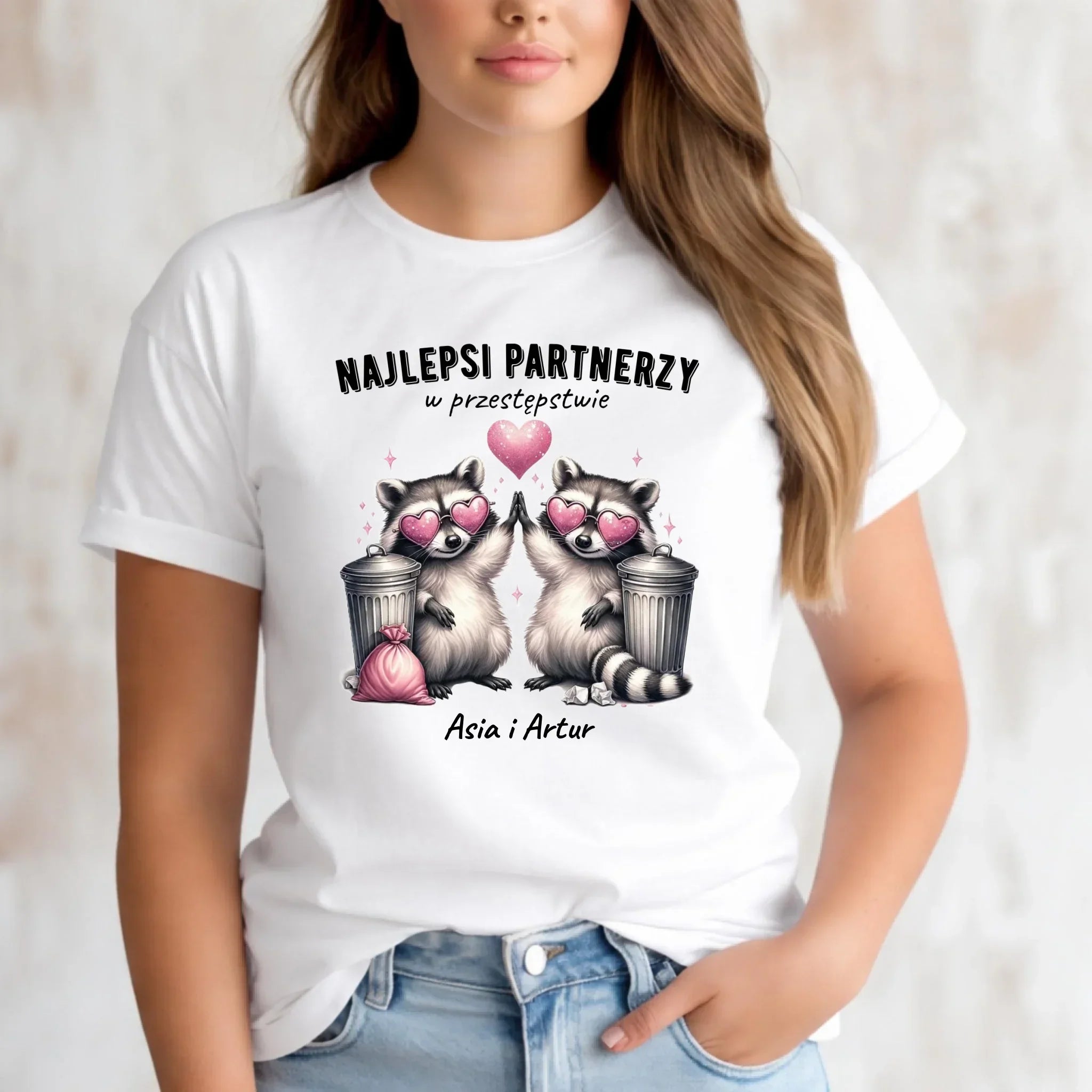 Koszulka damska dla par - Najlepsi partnerzy w przestępstwie - personalizowana W27 - StoryCups.pl