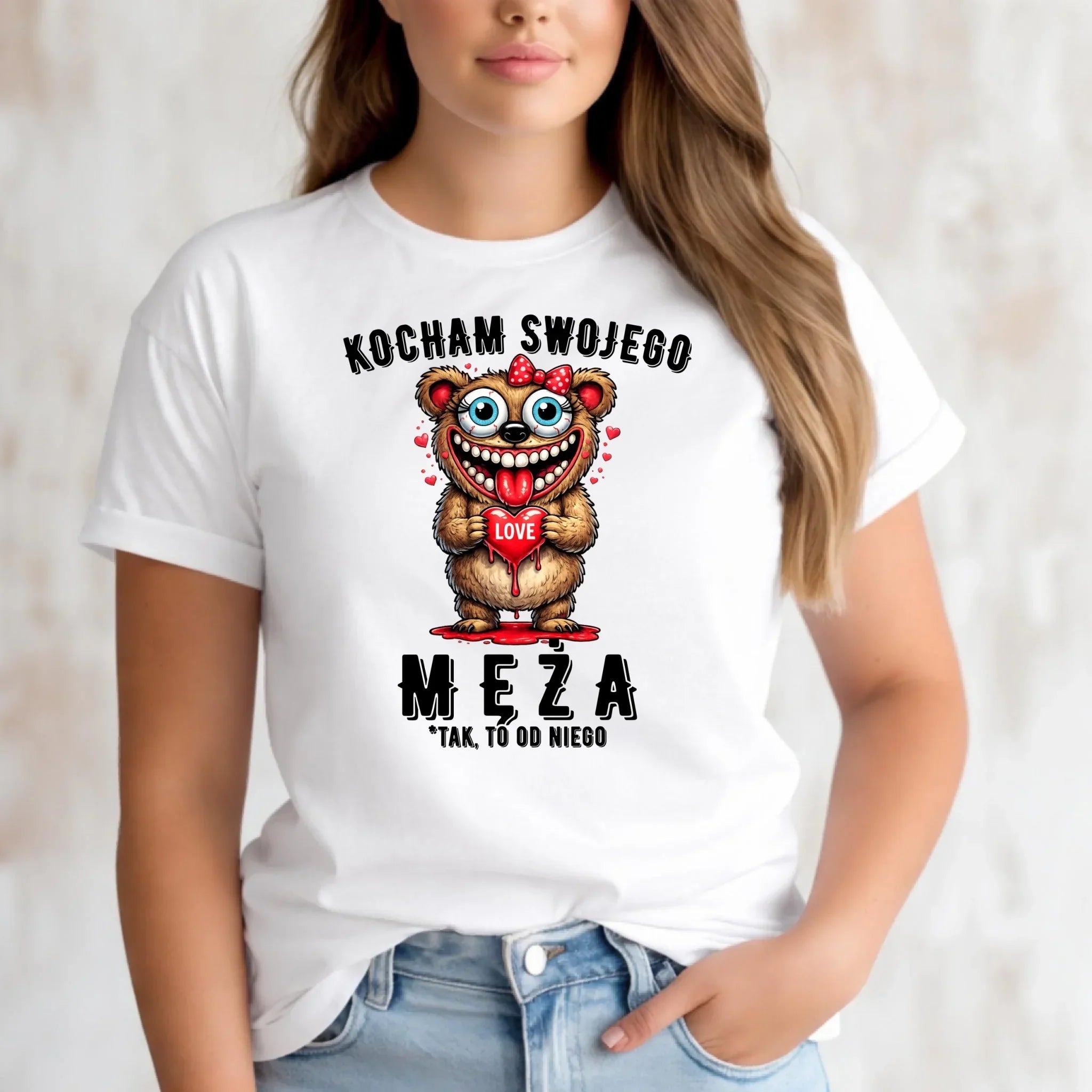 Koszulka damska dla żony - Kocham swojego męża W22 - StoryCups.pl
