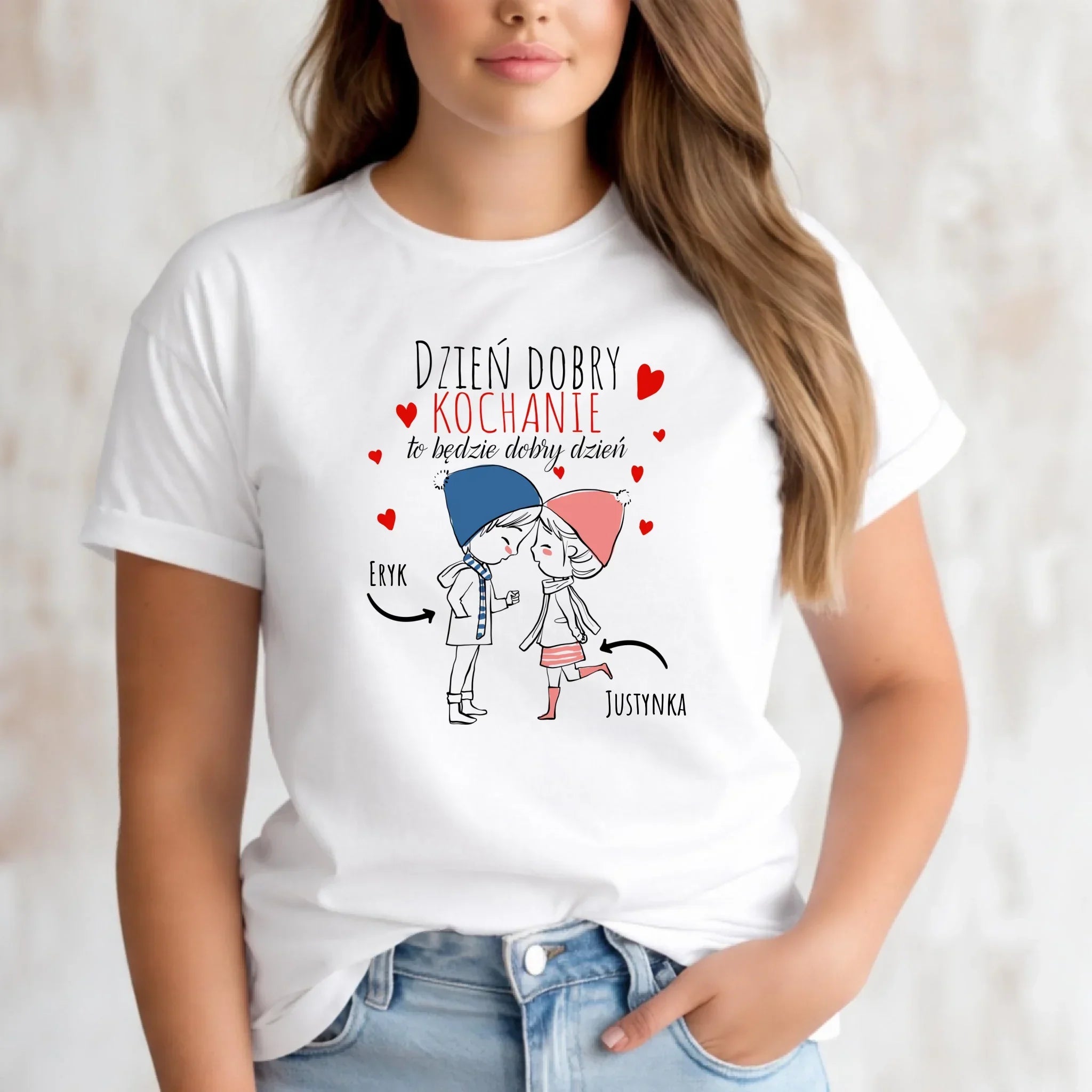 Koszulka damska dla par - Dzień dobry Kochanie - personalizowana W10 - StoryCups.pl