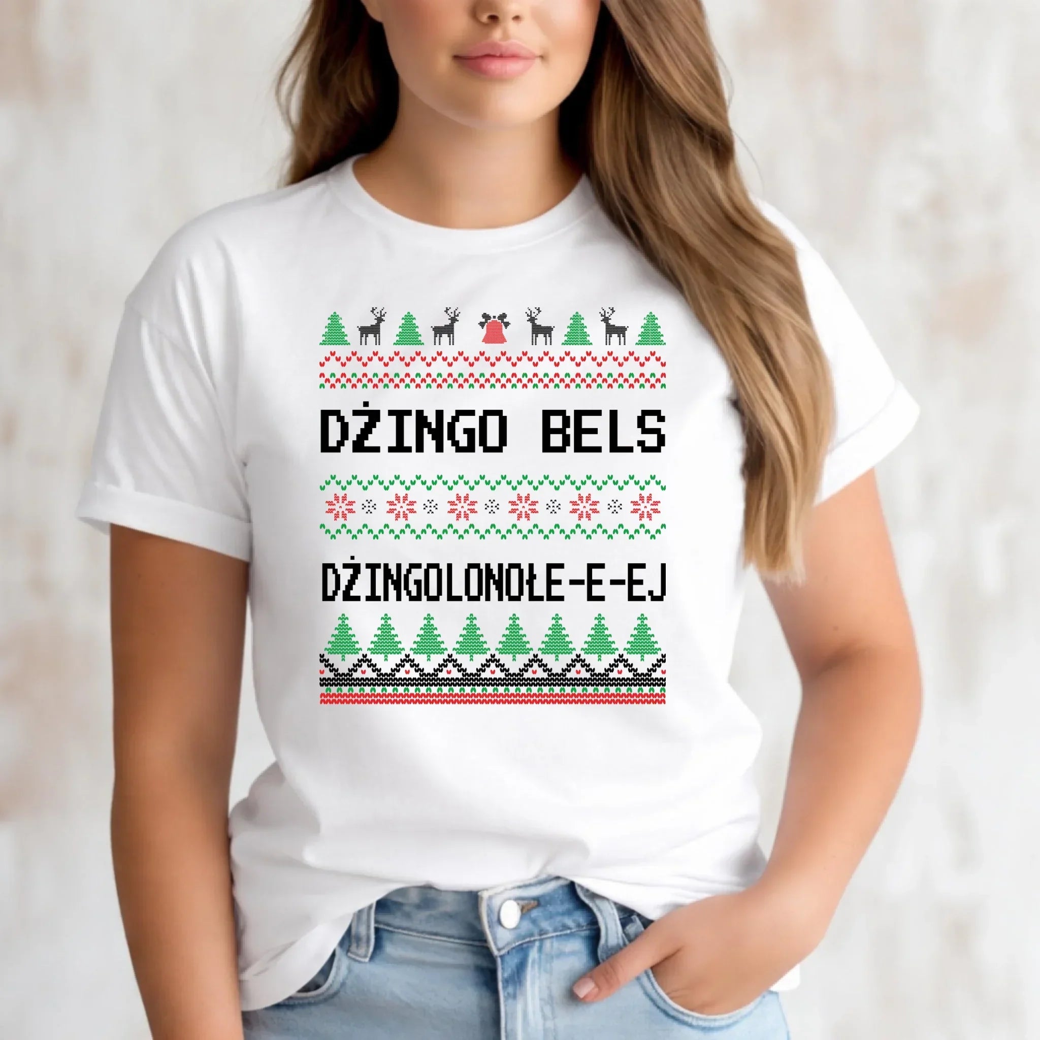 Koszulka damska świąteczna - prezent na Święta - Dżingo bels BN11 - StoryCups.pl