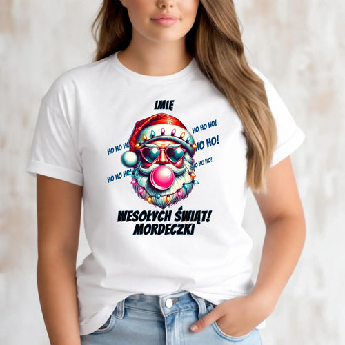 Koszulka damska świąteczna - Mikołaj Wesołych Świąt Mordeczki - personalizowana BN17 - StoryCups.pl