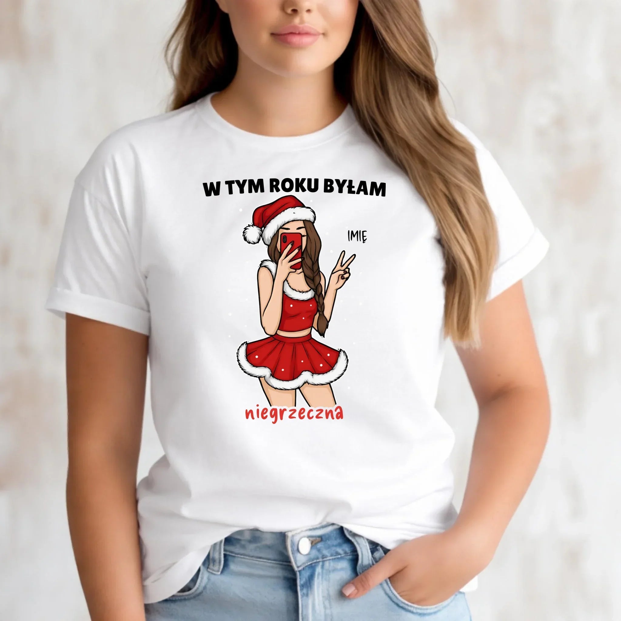 Koszulka damska świąteczna - W tym toku byłam niegrzeczna - personalizowana BN21 - StoryCups.pl