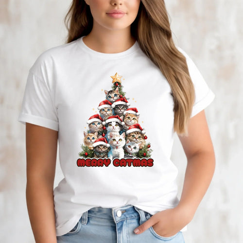 Koszulka damska świąteczna - Kocia choinka Merry Catmas BN20 - StoryCups.pl