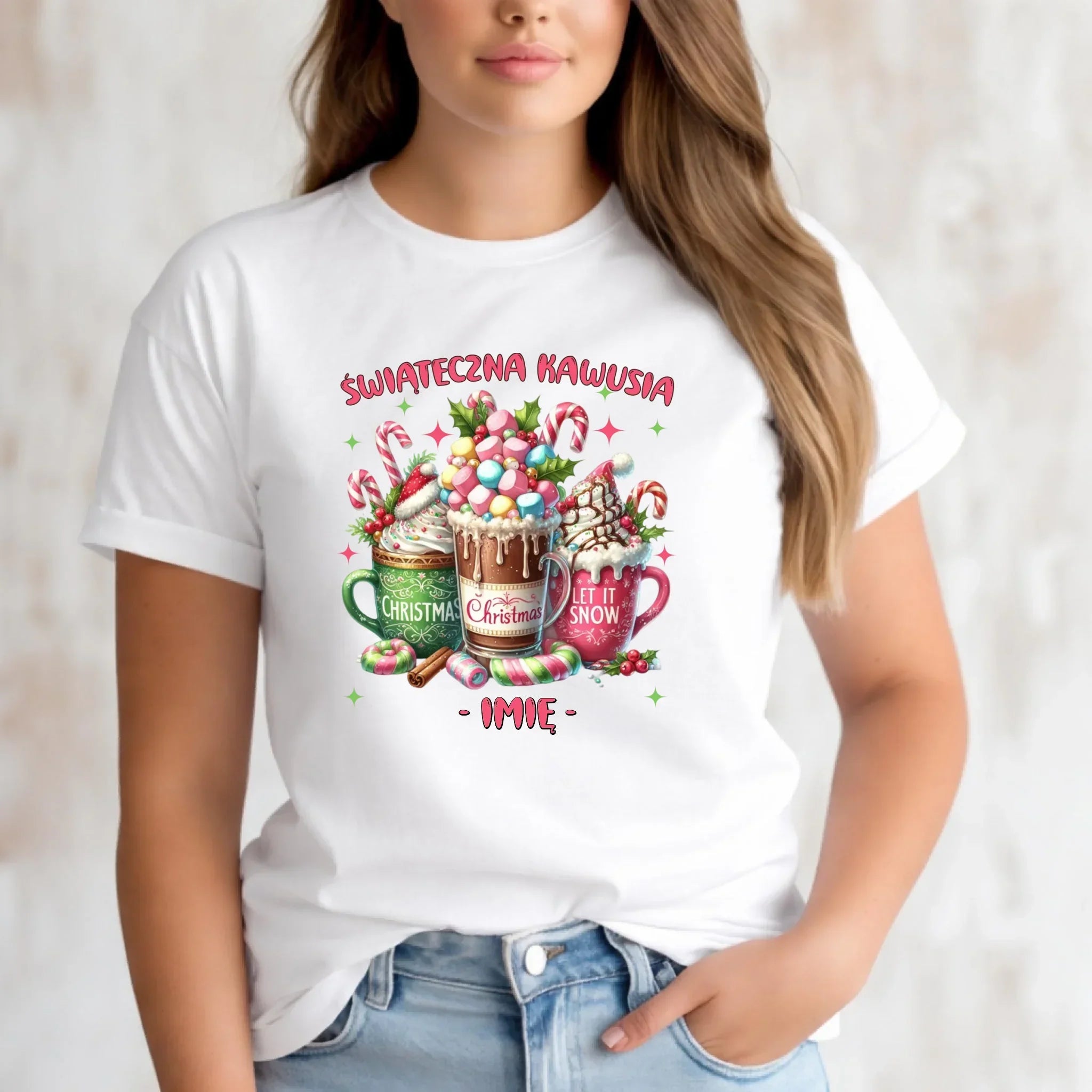 Koszulka damska świąteczna - Świąteczna kawusia - personalizowana BN29 - StoryCups.pl