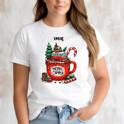 Koszulka damska świąteczna - Kamper Merry Camper - personalizowana BN43 - StoryCups.pl