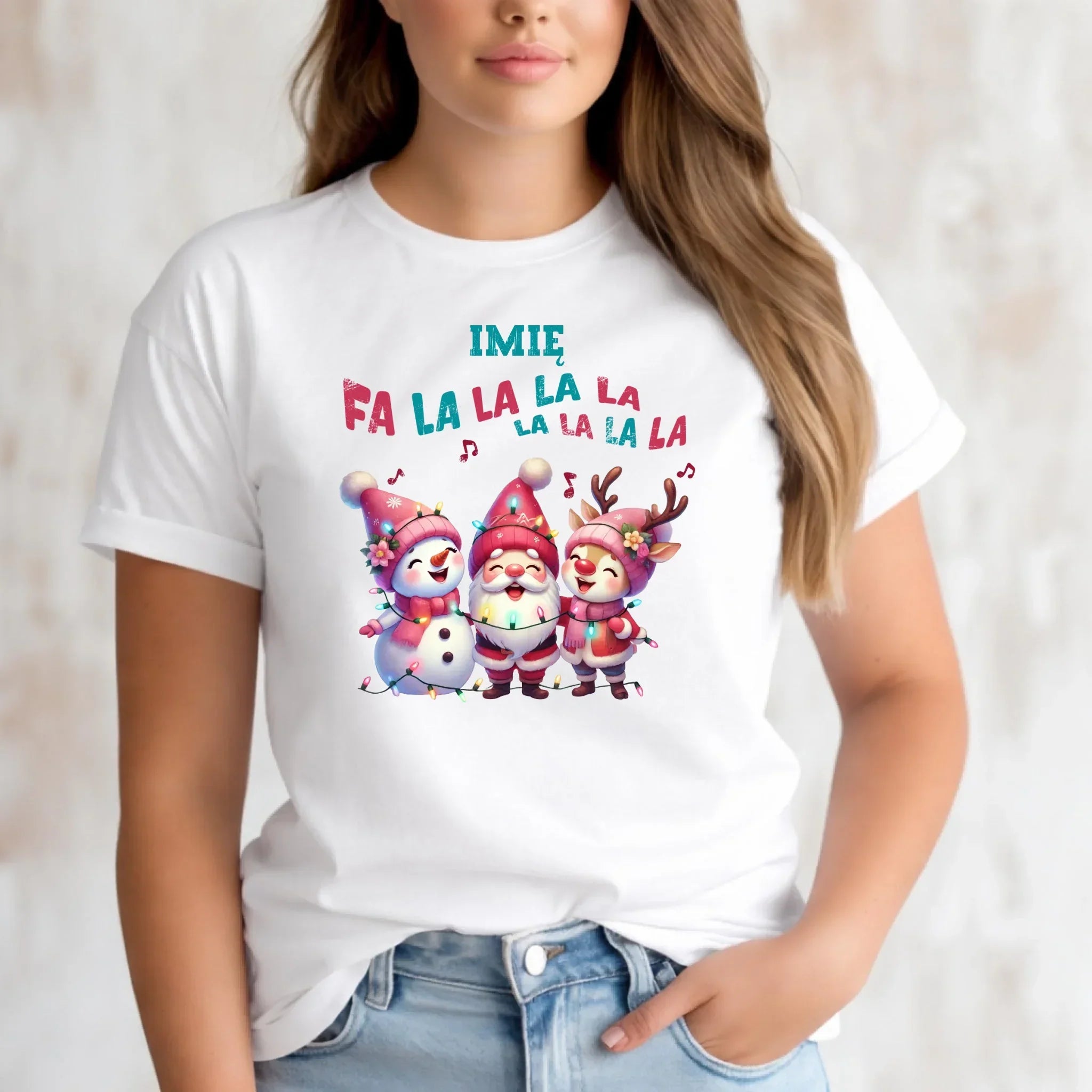 Koszulka damska świąteczna - Fa la la la - personalizowana BN51 - StoryCups.pl