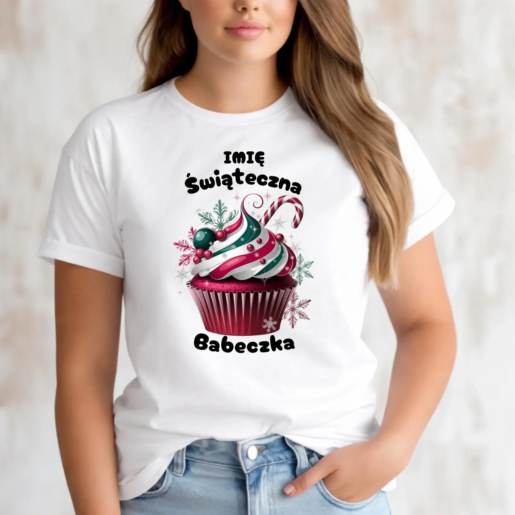 Koszulka damska na święta - Świąteczna babeczka - personalizowana BN30 - StoryCups.pl