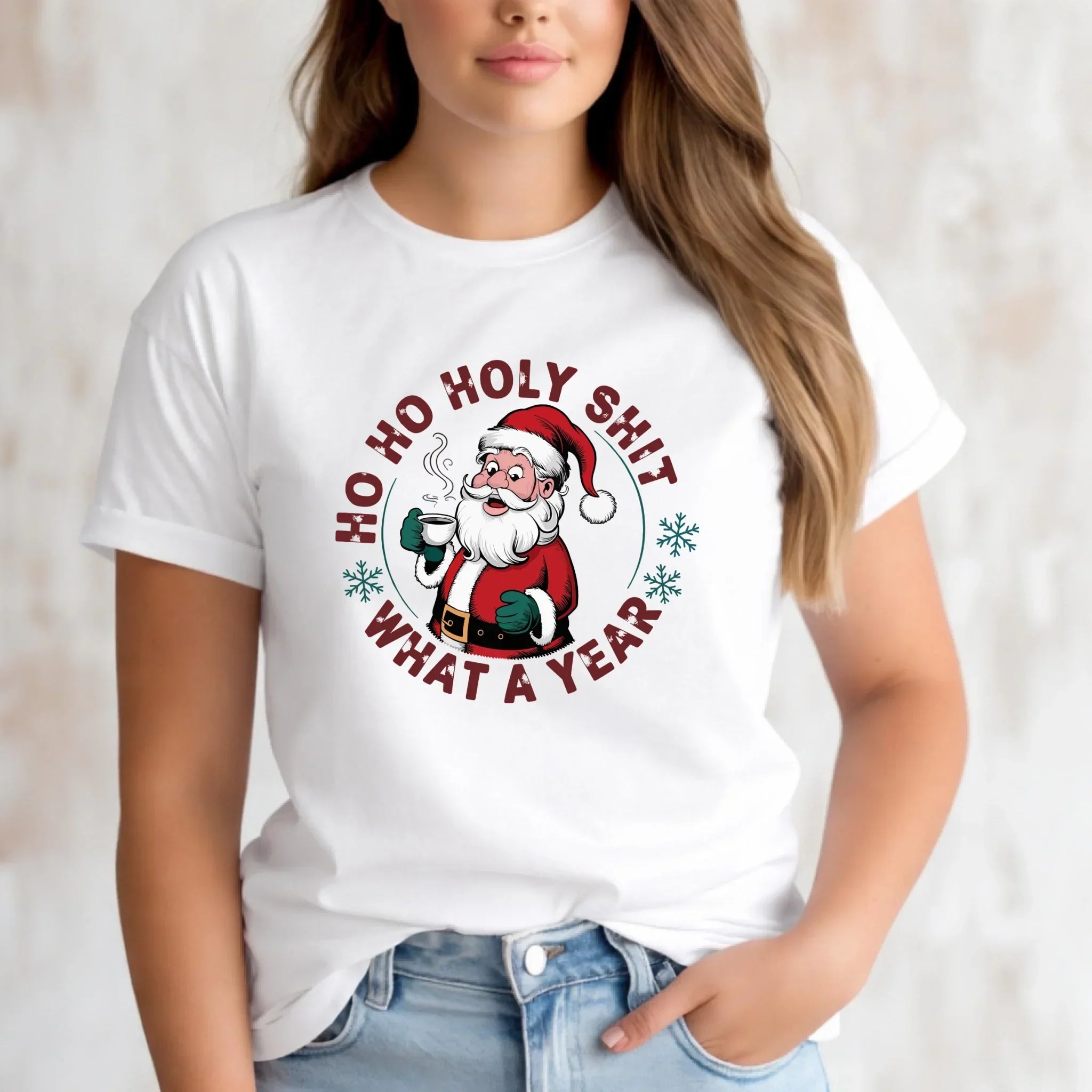 Koszulka damska świąteczna - Ho ho holy shit what a year BN74 - StoryCups.pl