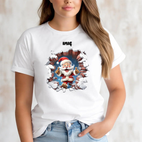 Koszulka damska świąteczna - Mikołaj 3D - personalizowana BN83 - StoryCups.pl