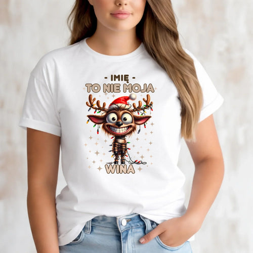 Koszulka damska świąteczna - Renifer To nie moja wina - personalizowana BN93 - StoryCups.pl