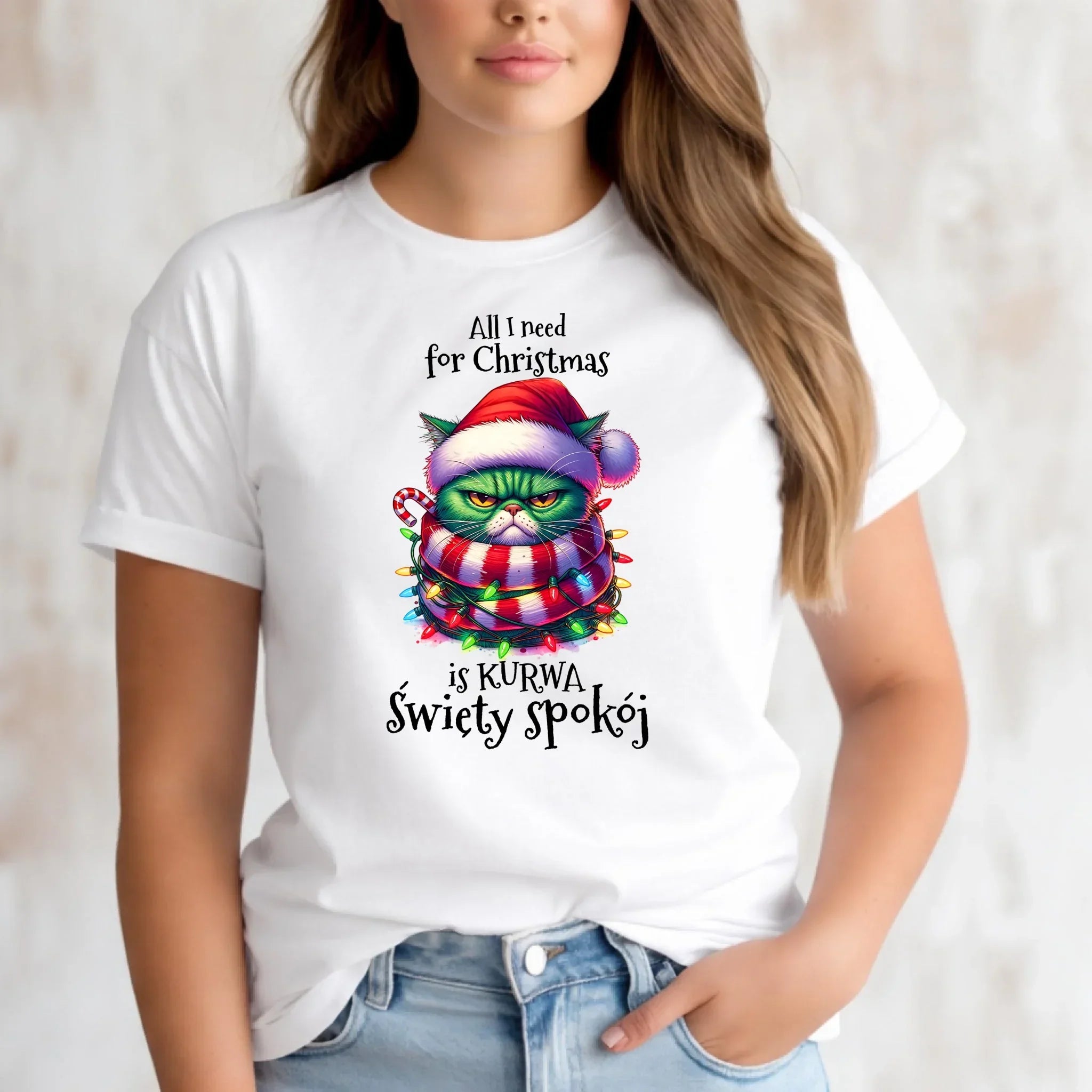 Koszulka damska świąteczna - All I need for Christmas is ku*wa święty spokój - bez cenzury BN101 - StoryCups.pl