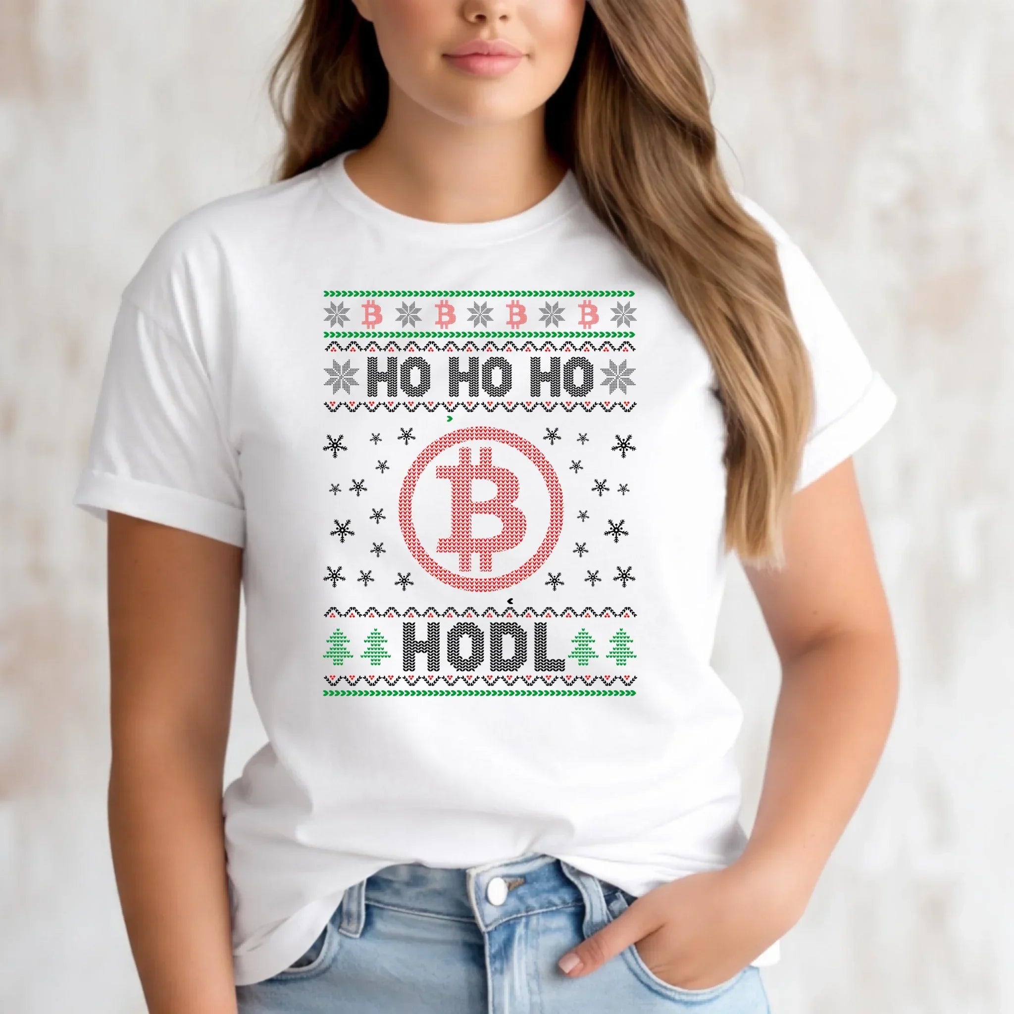 Koszulka damska świąteczna - Bitcoin - Ho Ho hodl BN103 - StoryCups.pl