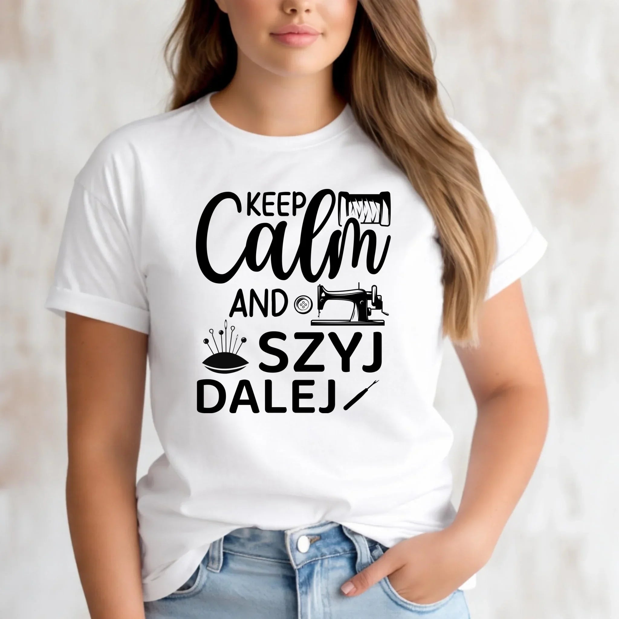 Koszulka damska szyciowa dla krawcowej - KEEP CALM and SZYJ DALEJ HS31 - StoryCups.pl
