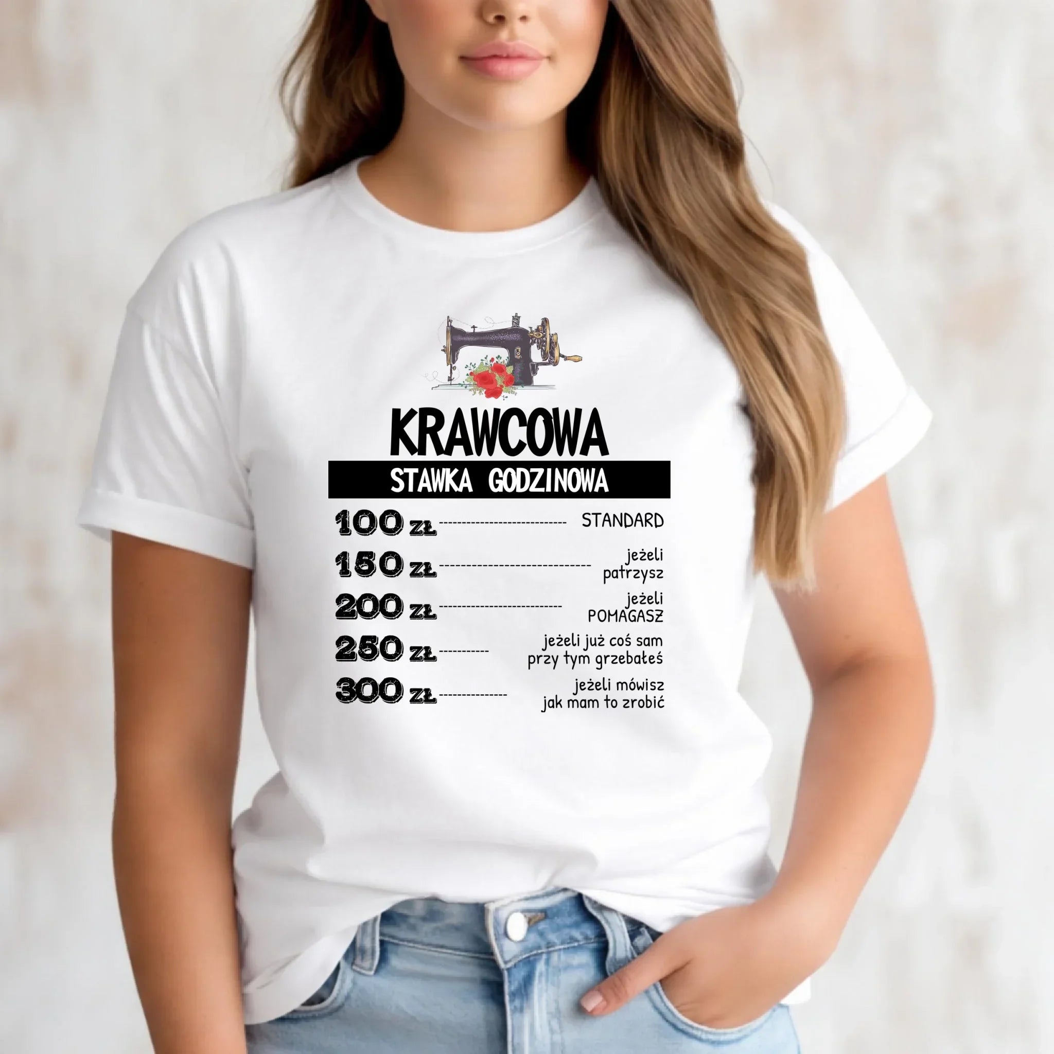 Koszulka damska szyciowa dla krawcowej - Stawka godzinowa HS26 - StoryCups.pl
