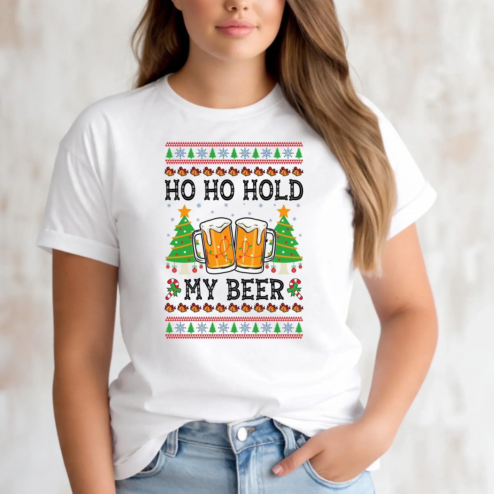 Koszulka damska świąteczna - Ho ho hold my beer BN131 - StoryCups.pl