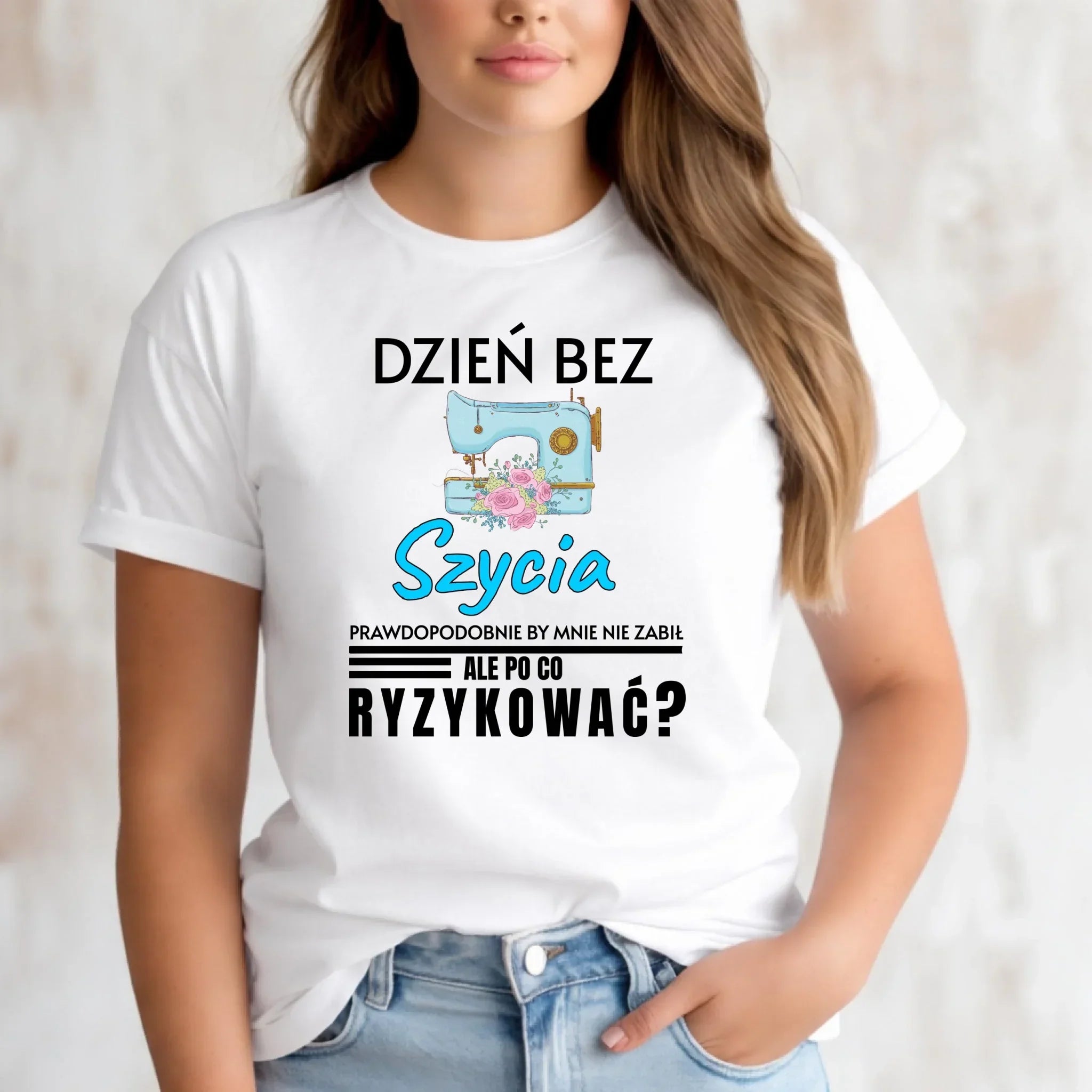 Koszulka damska szyciowa dla krawcowej - Dzień bez szycia HS24 - StoryCups.pl