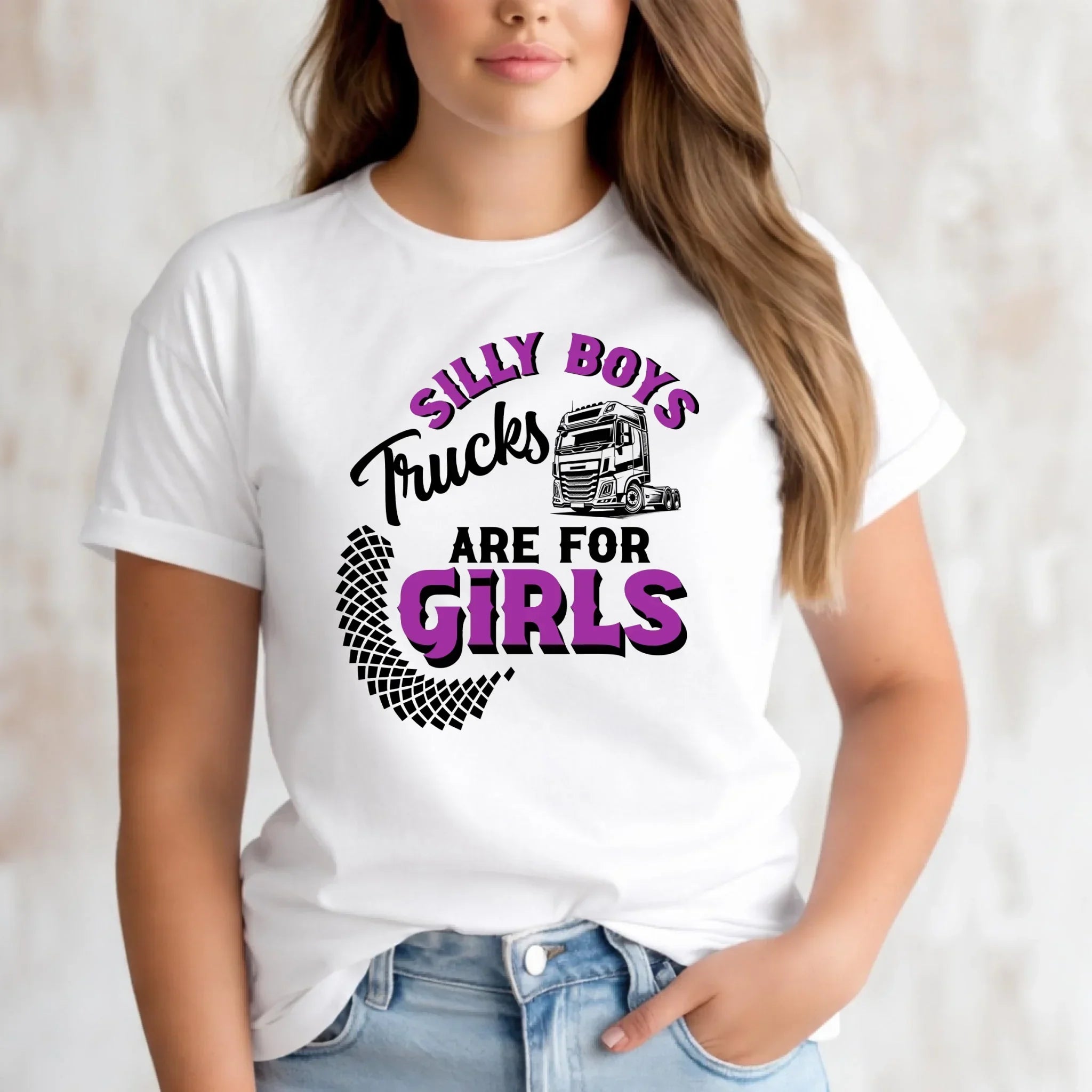 Koszulka damska - kierowca ciężarówki - Silly boys trucks are for girls ZKT11 - StoryCups.pl