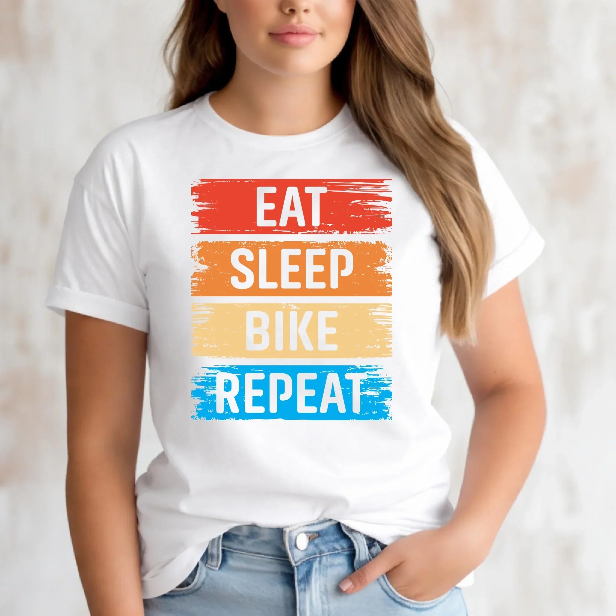 Koszulka damska na rower - Eat sleep bike repeat HR03 - StoryCups.pl