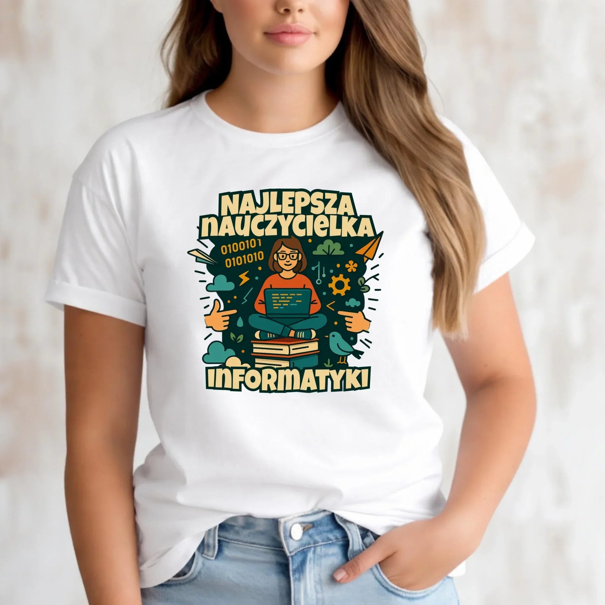 Koszulka damska dla nauczycielki - Najlepsza nauczycielka informatyki N51 - StoryCups.pl