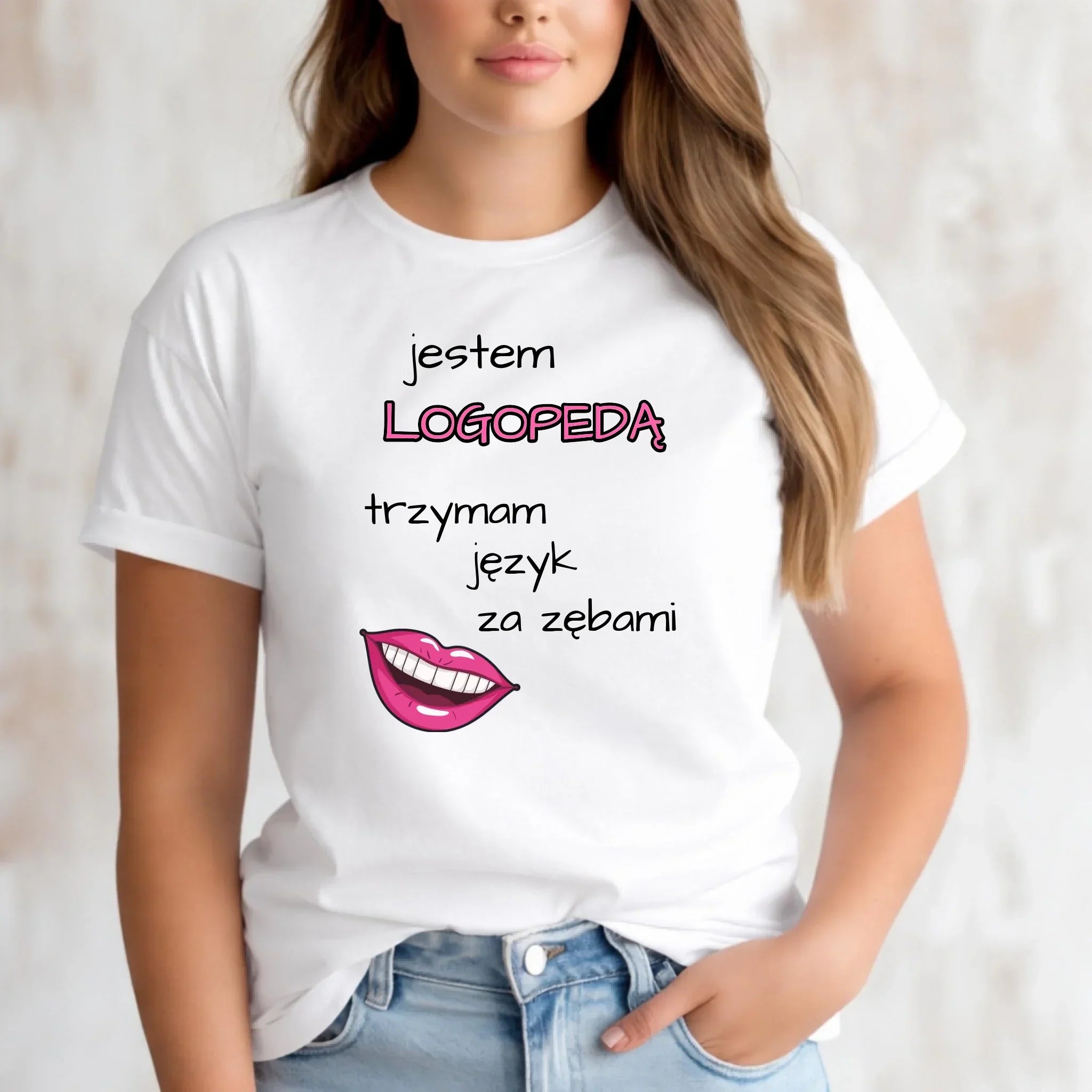Koszulka damska dla logopedy - Trzymam język za zębami N24 - StoryCups.pl
