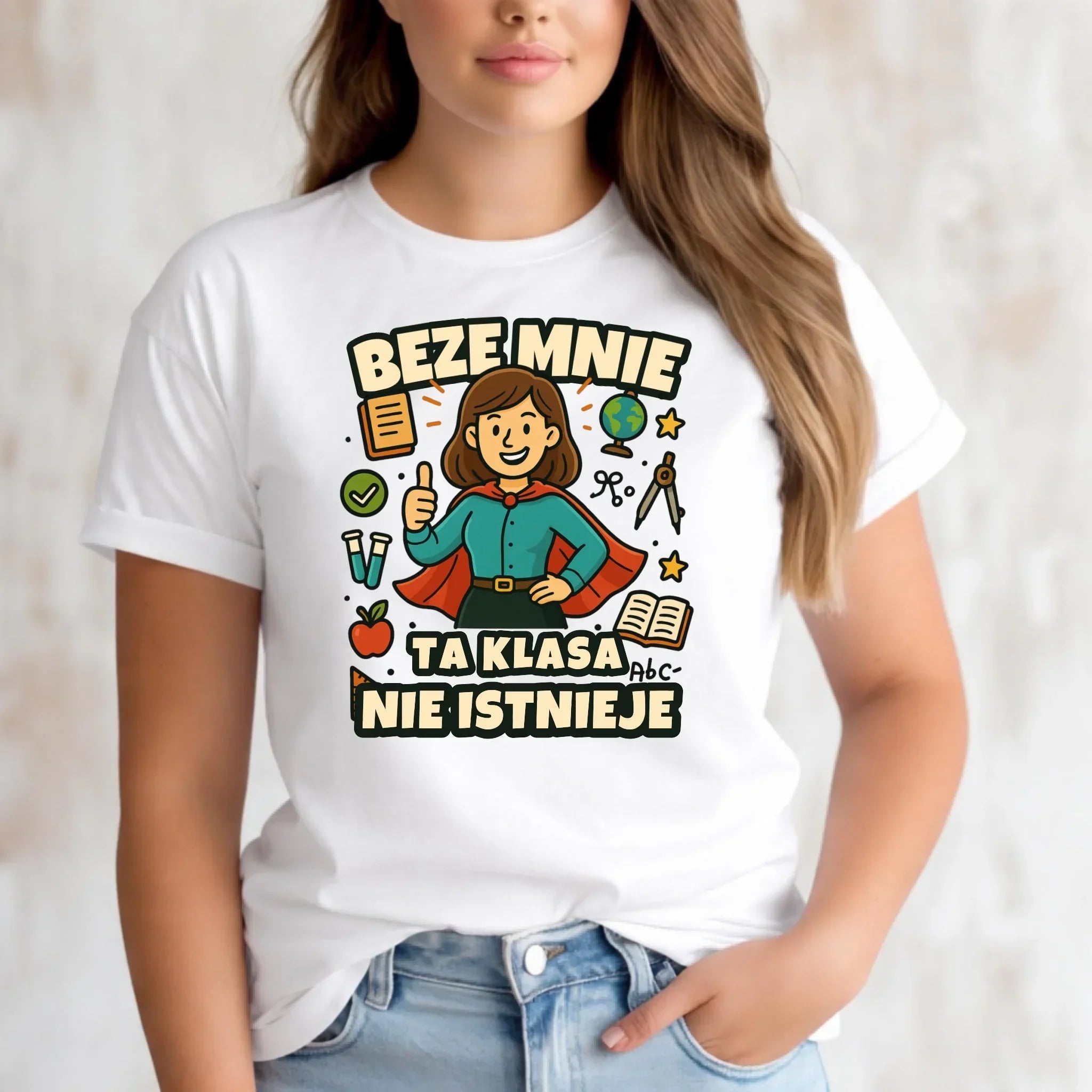 Koszulka damska dla nauczycielki - Beze mnie ta klasa nie istnieje N47 - StoryCups.pl