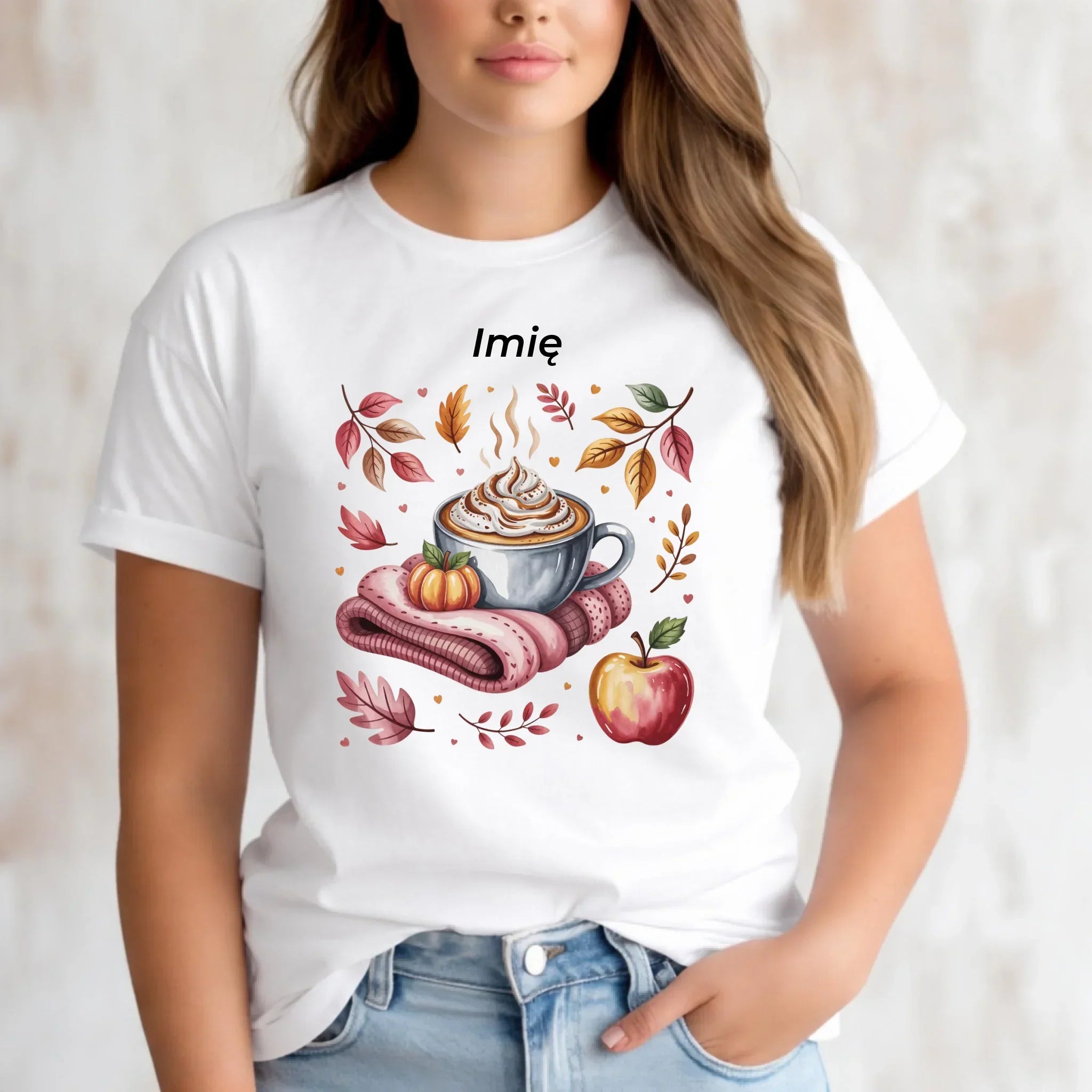 Koszulka damska jesienna - Przytulna jesień - personalizowana JS29 - StoryCups.pl