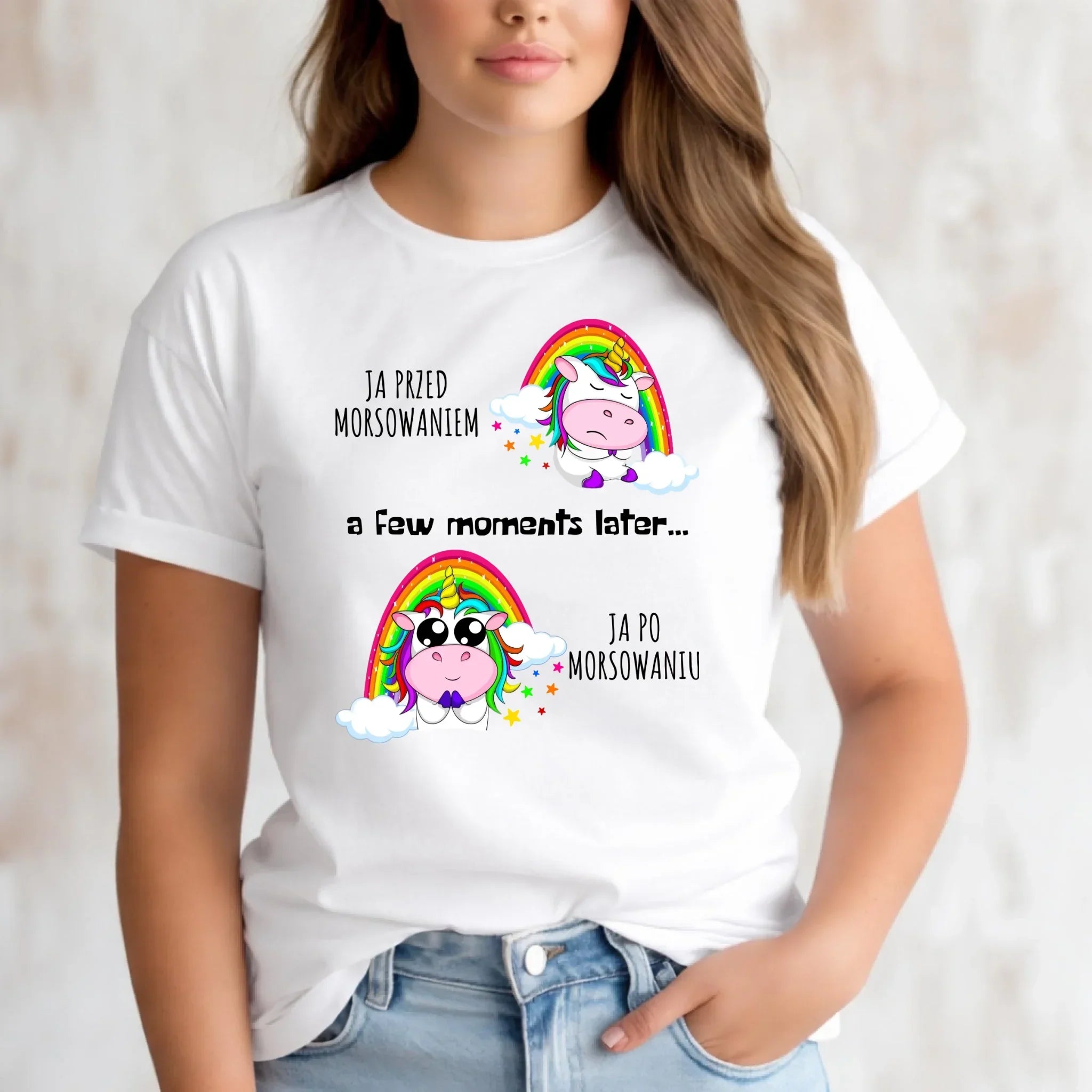 Koszulka damska - prezent dla morsa - Jednorożec - Ja po morsowaniu HM11 - StoryCups.pl