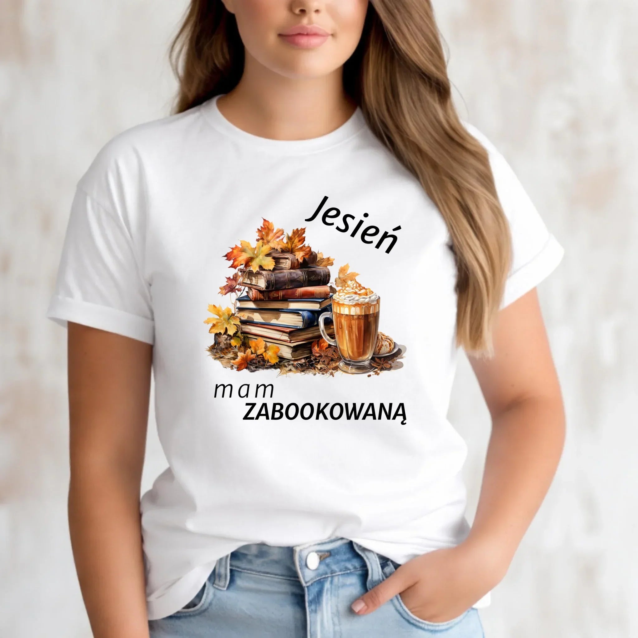Koszulka damska jesienna - Jesień mam zabookowaną JS28 - StoryCups.pl
