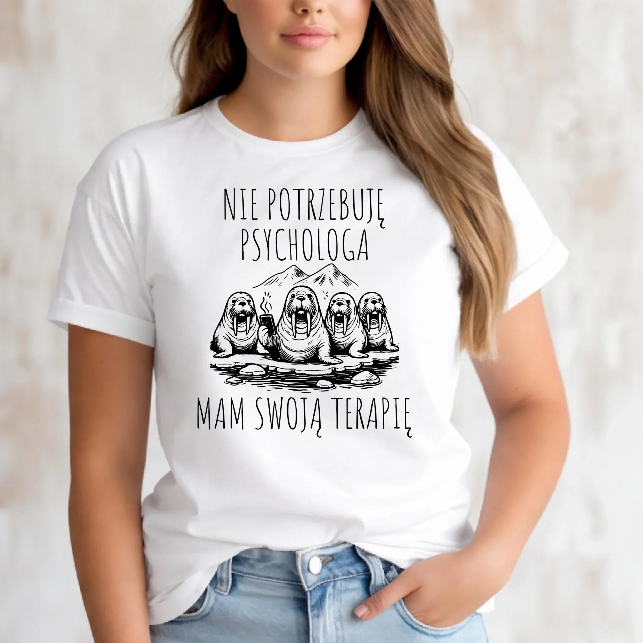 Koszulka damska - prezent dla morsa - Nie potrzebuję psychologa HM14 - StoryCups.pl
