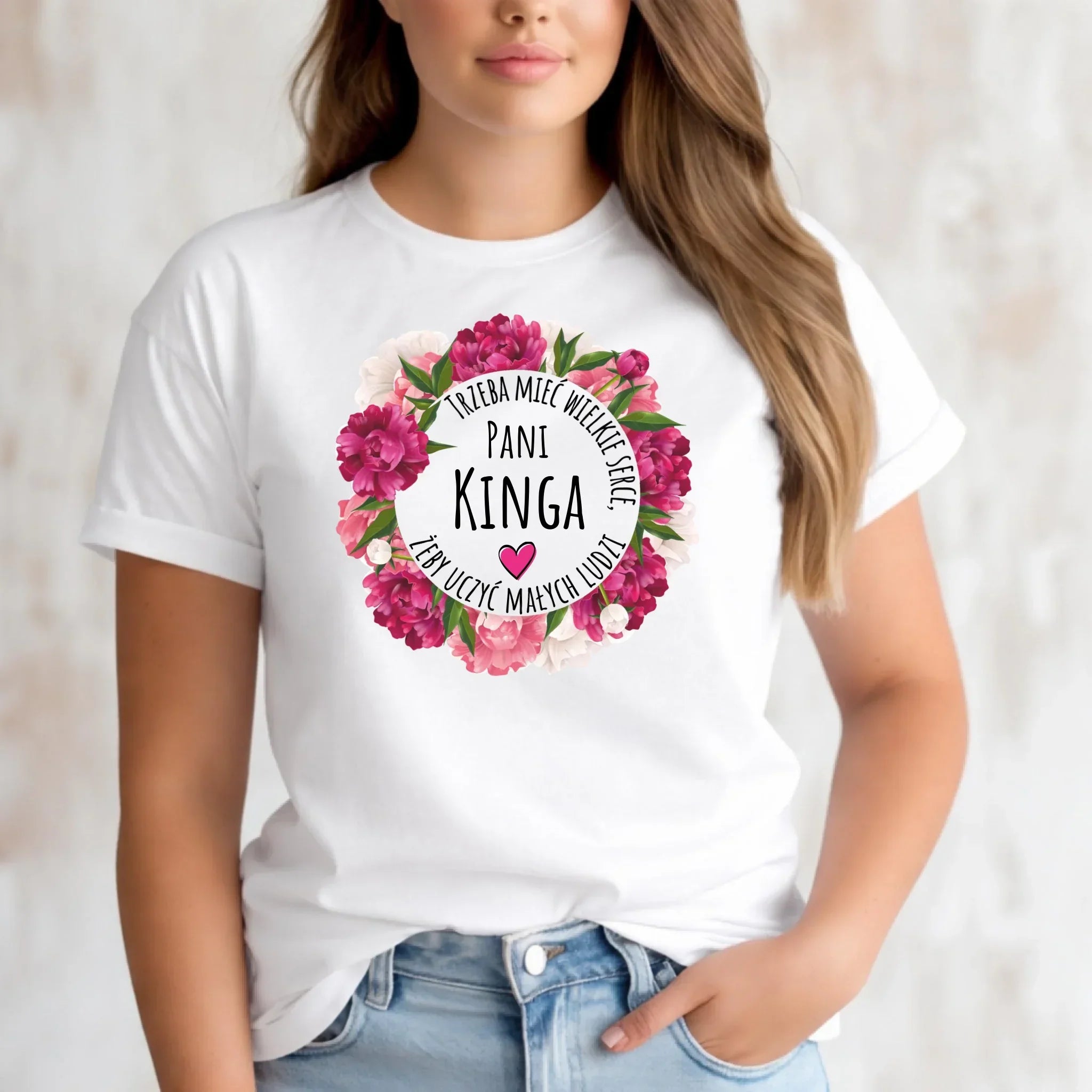 Koszulka damska dla nauczycielki - Trzeba mieć wielkie serce - personalizowana N18 - StoryCups.pl