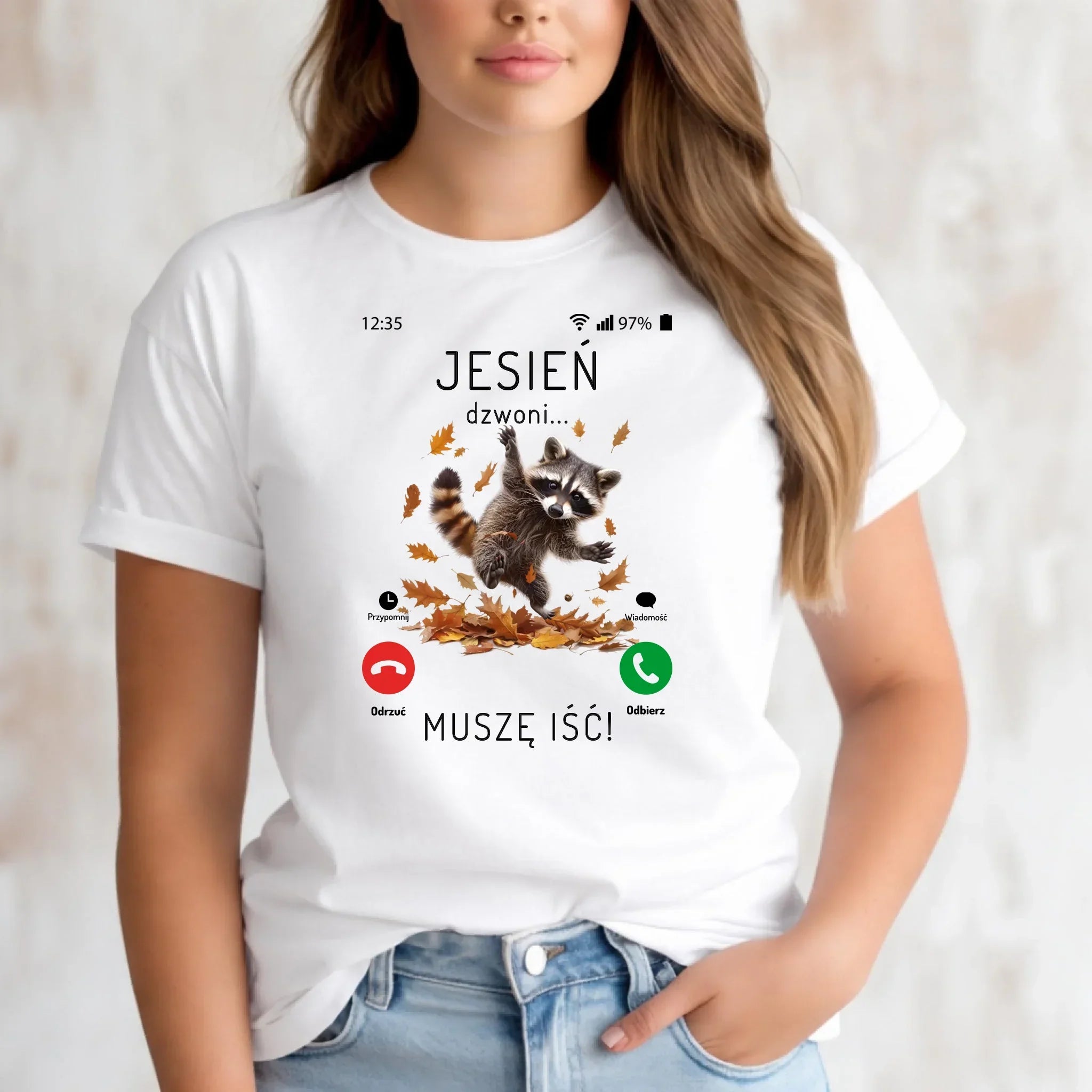 Koszulka damska jesienna - Jesień dzwoni muszę iść JS18 - StoryCups.pl
