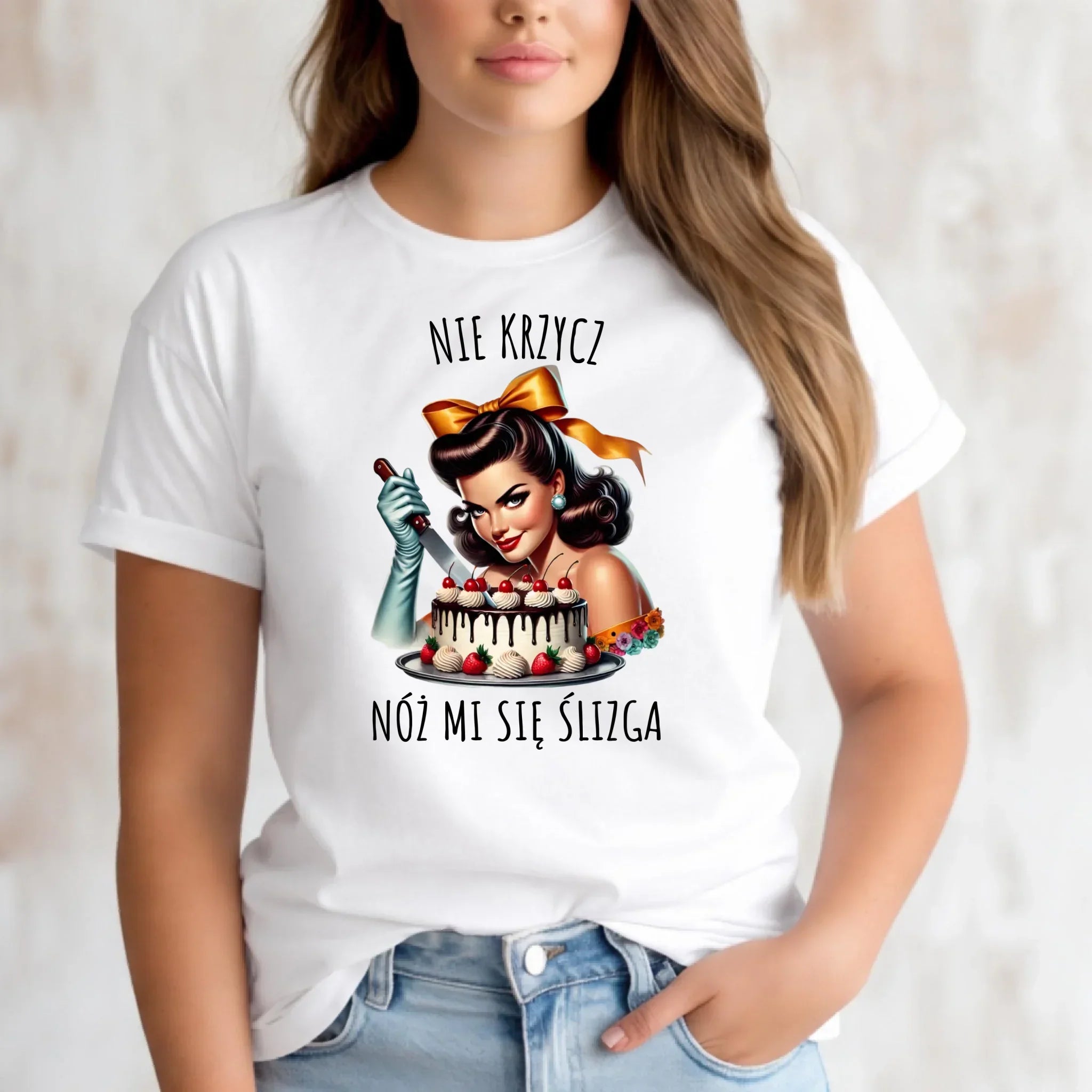 Koszulka damska - Nie krzycz, nóż mi się ślizga - Czarny humor DZ22 - StoryCups.pl