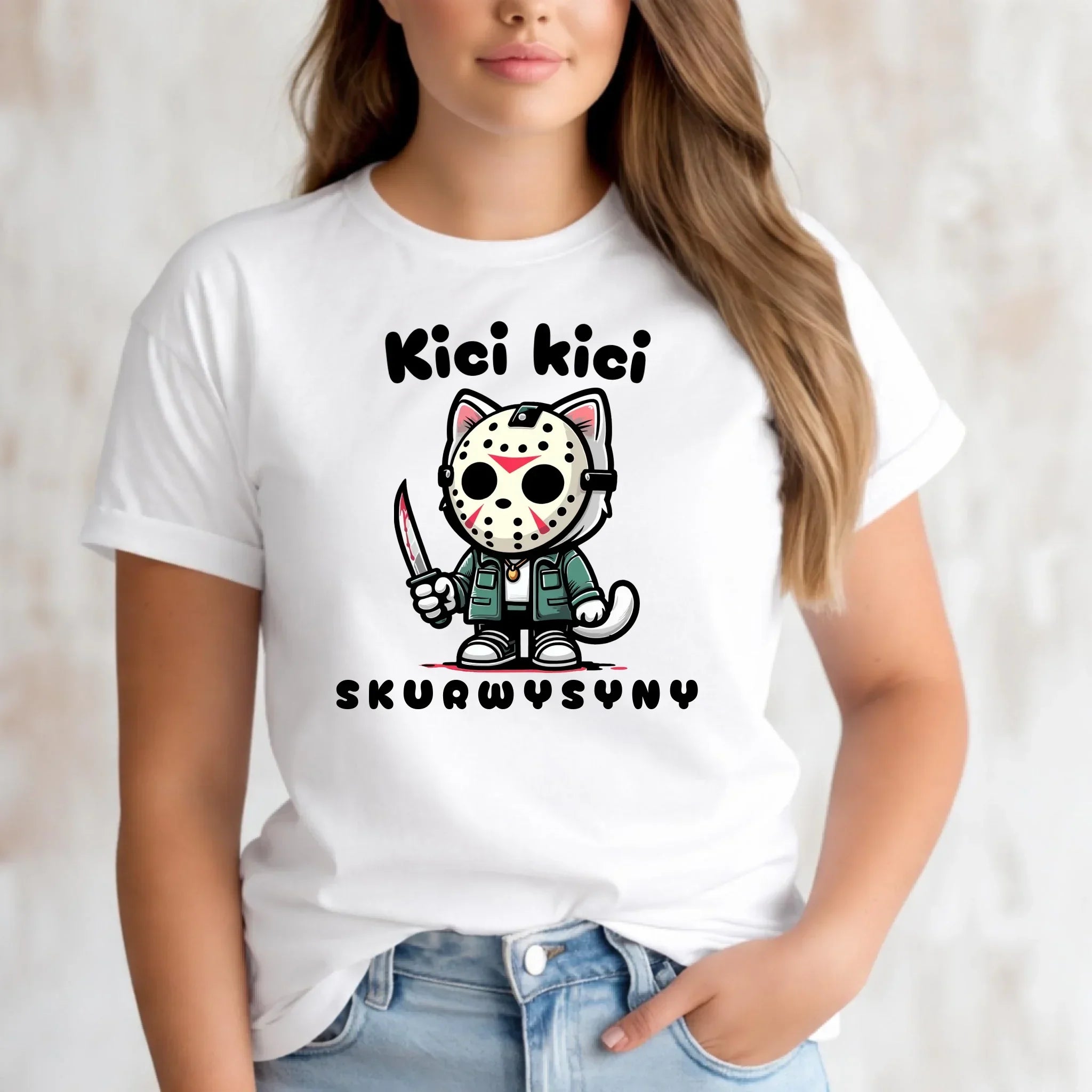 Koszulka damska na Halloween - Kici kici sk*rwysyny - bez cenzury HL28 - StoryCups.pl
