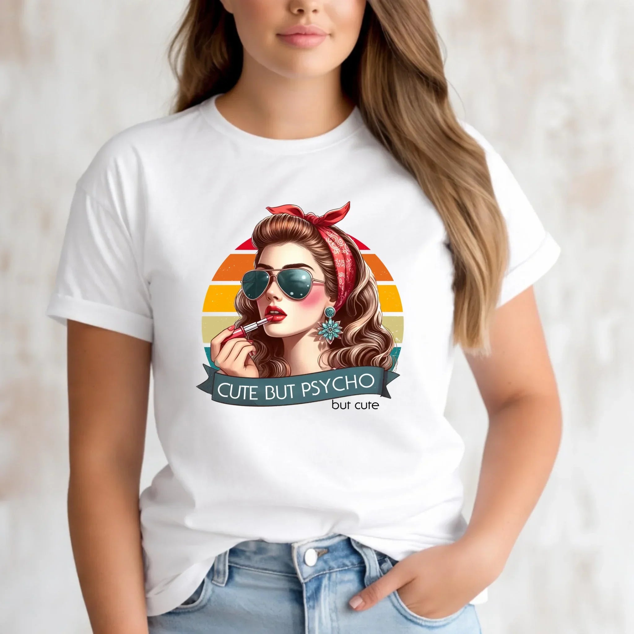 Koszulka damska – Cute but psycho - w stylu retro DZ09 - StoryCups.pl