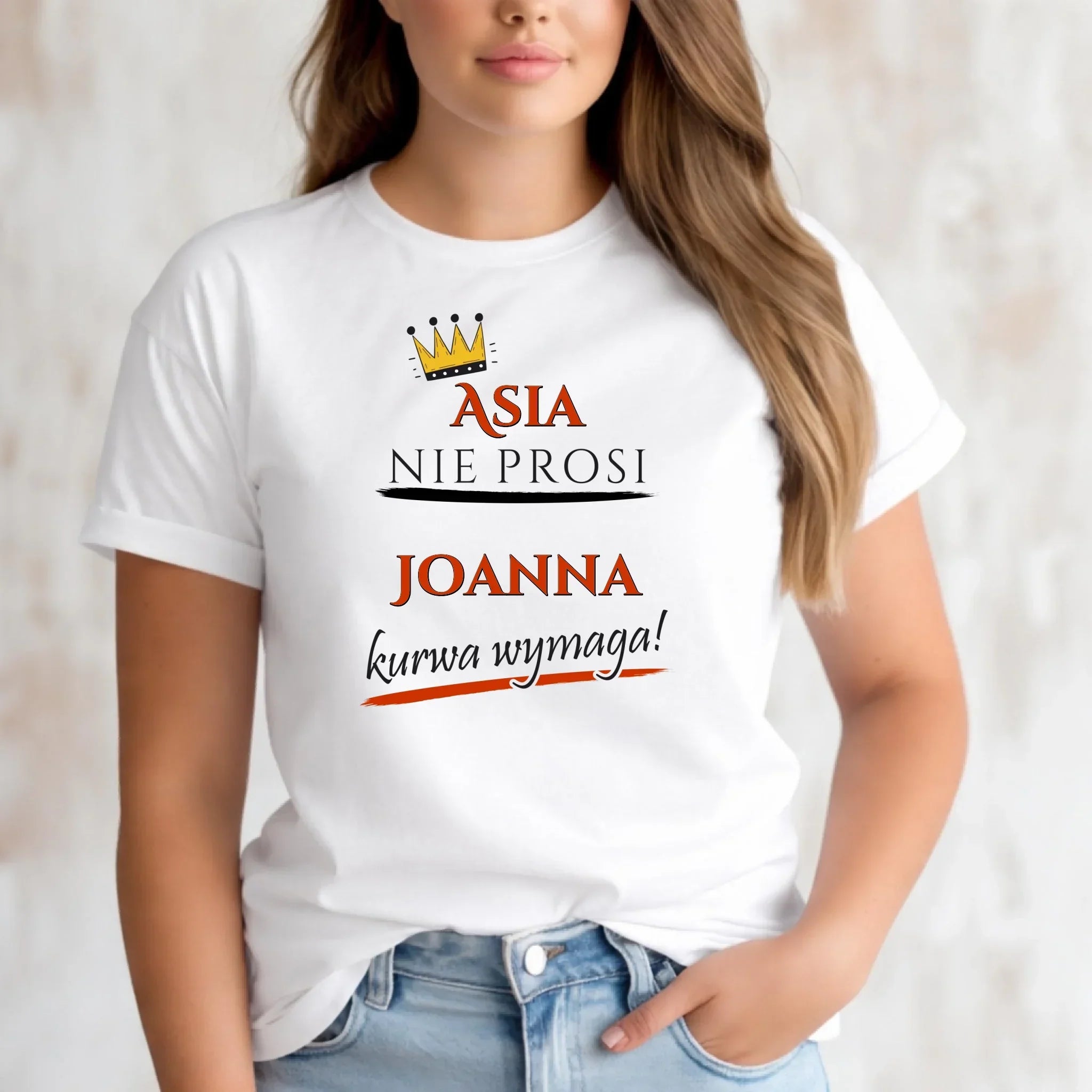 Koszulka damska - Nie prosi, ku**a wymaga - bez cenzury - personalizowana DZ18 - StoryCups.pl
