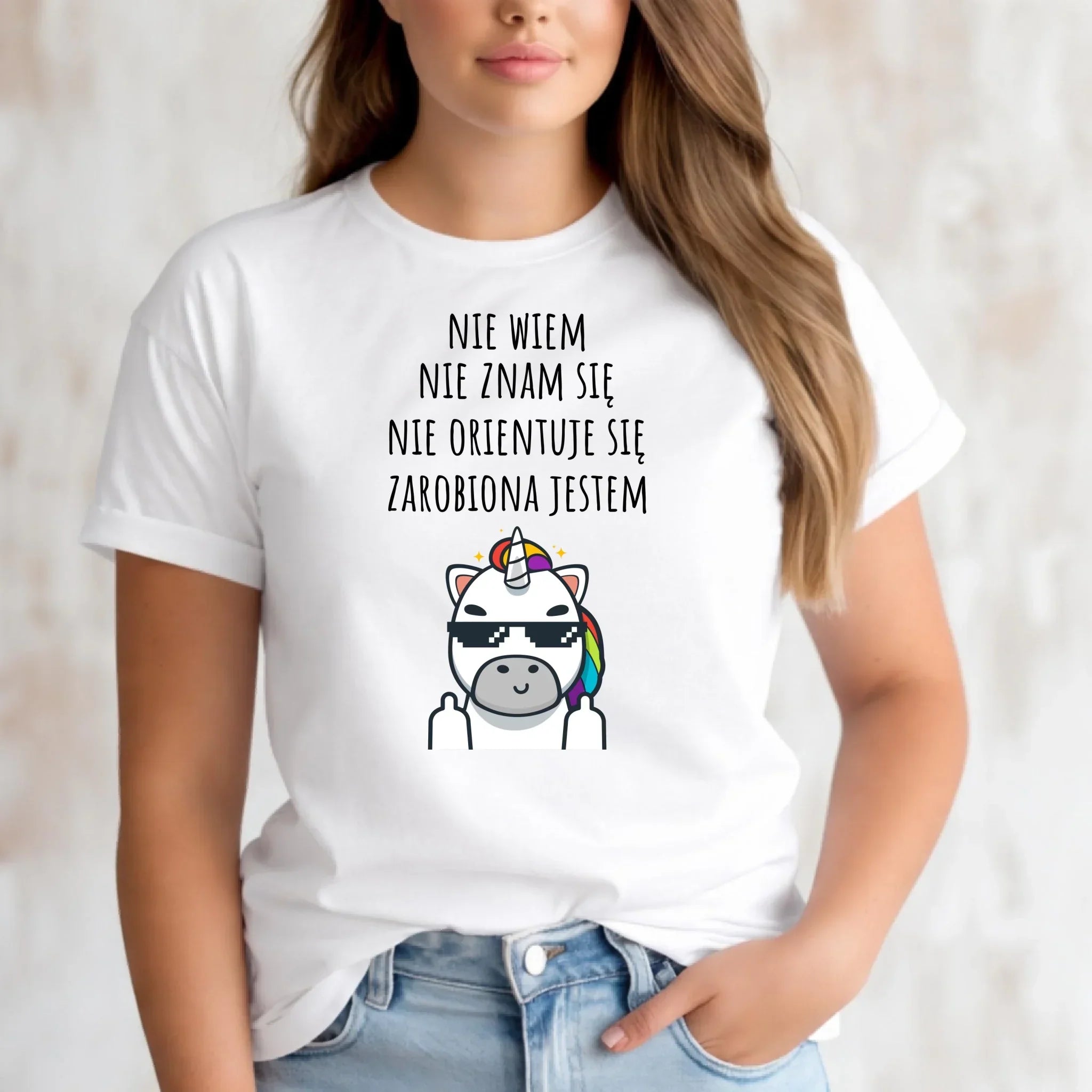 Koszulka damska - Nie wiem, nie znam się, zarobiona jestem DZ05 - StoryCups.pl