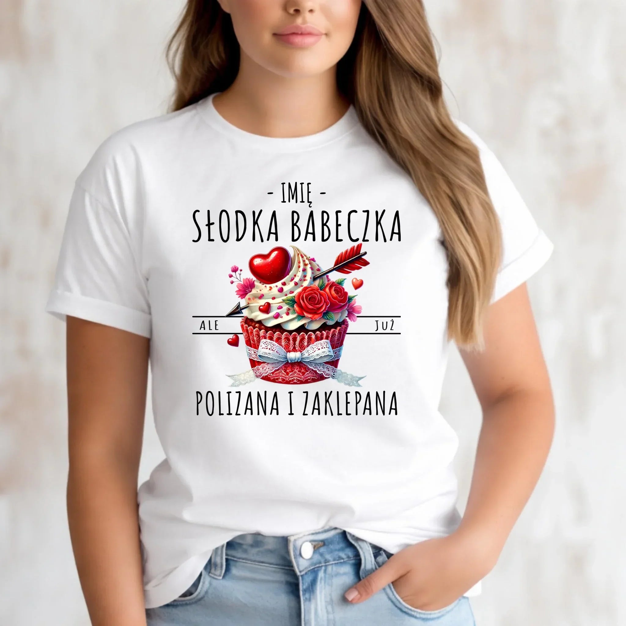 Koszulka damska - Słodka babeczka polizana i zaklepana - personalizowana W37 - StoryCups.pl
