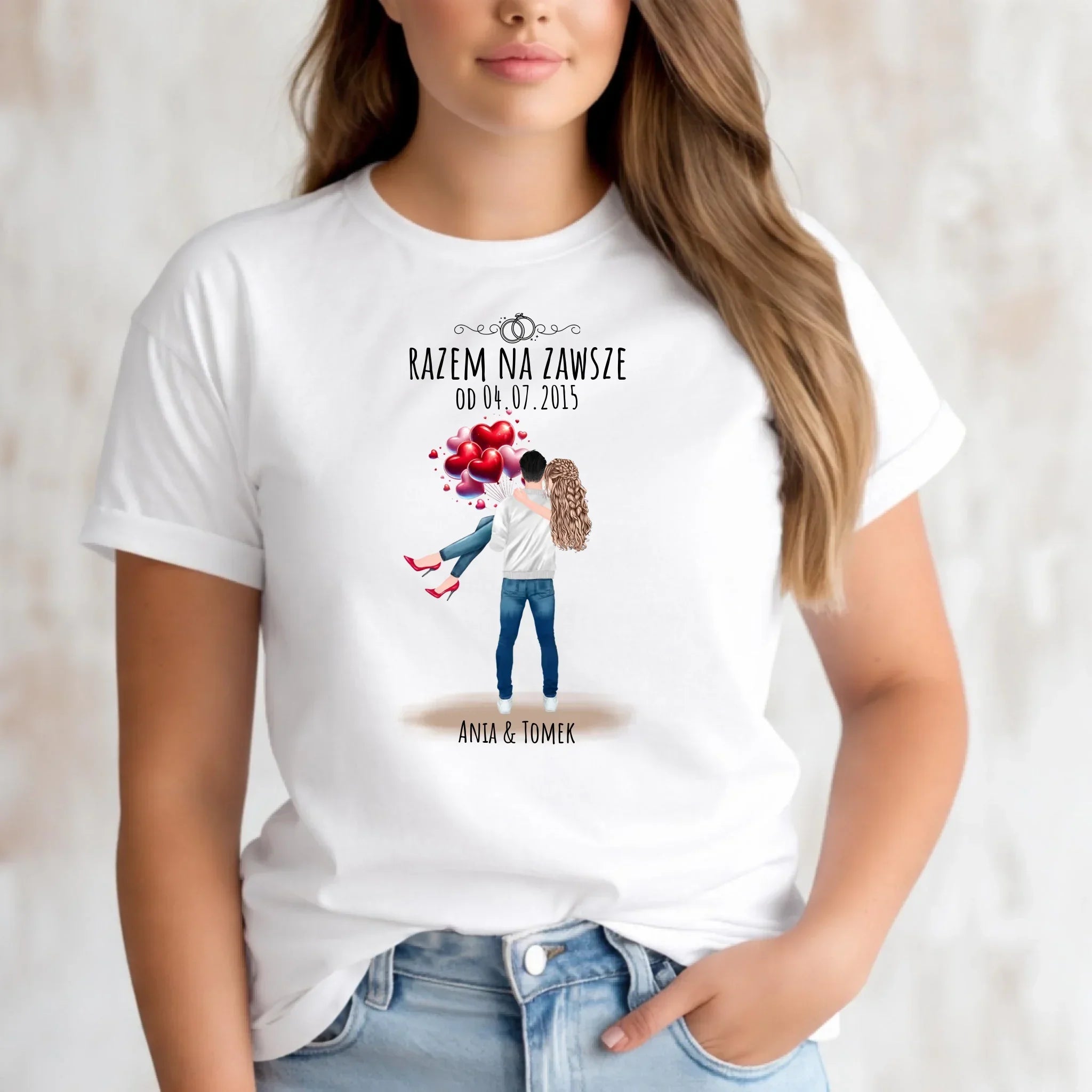 Koszulka damska dla par na rocznicę - Razem na zawsze - personalizowana W14 - StoryCups.pl