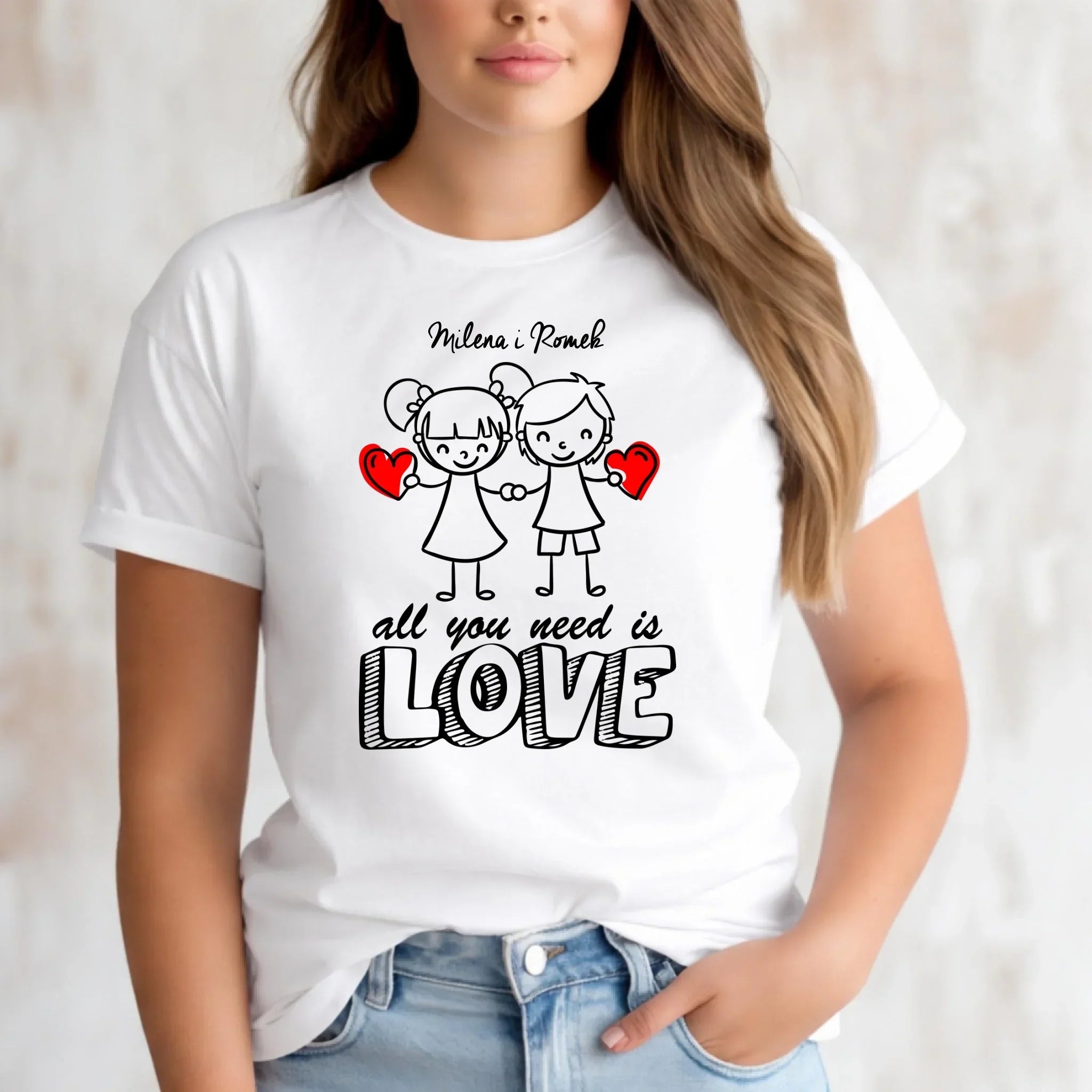 Koszulka damska dla par - All You need is love - personalizowana W13 - StoryCups.pl