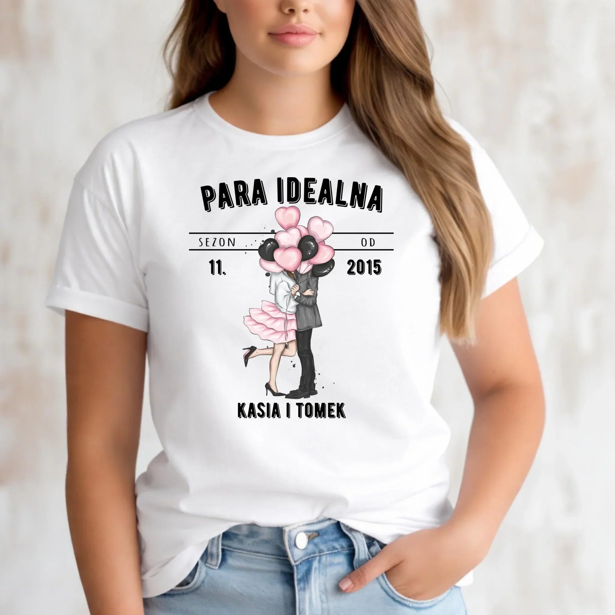 Koszulka damska dla par na rocznicę - Para idealna - personalizowana W11 - StoryCups.pl