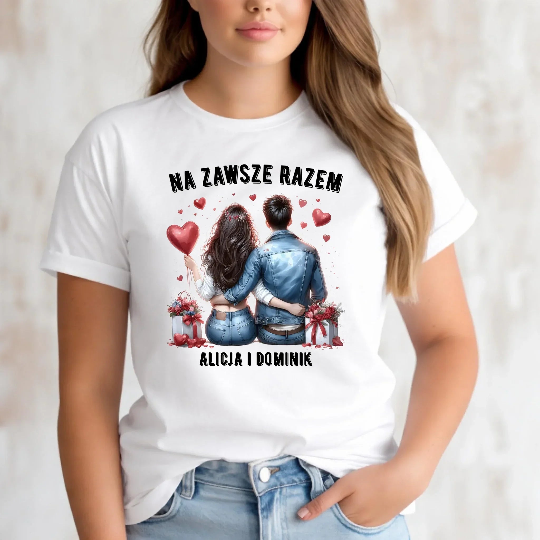 Koszulka damska dla par - Na zawsze razem - personalizowana W07 - StoryCups.pl