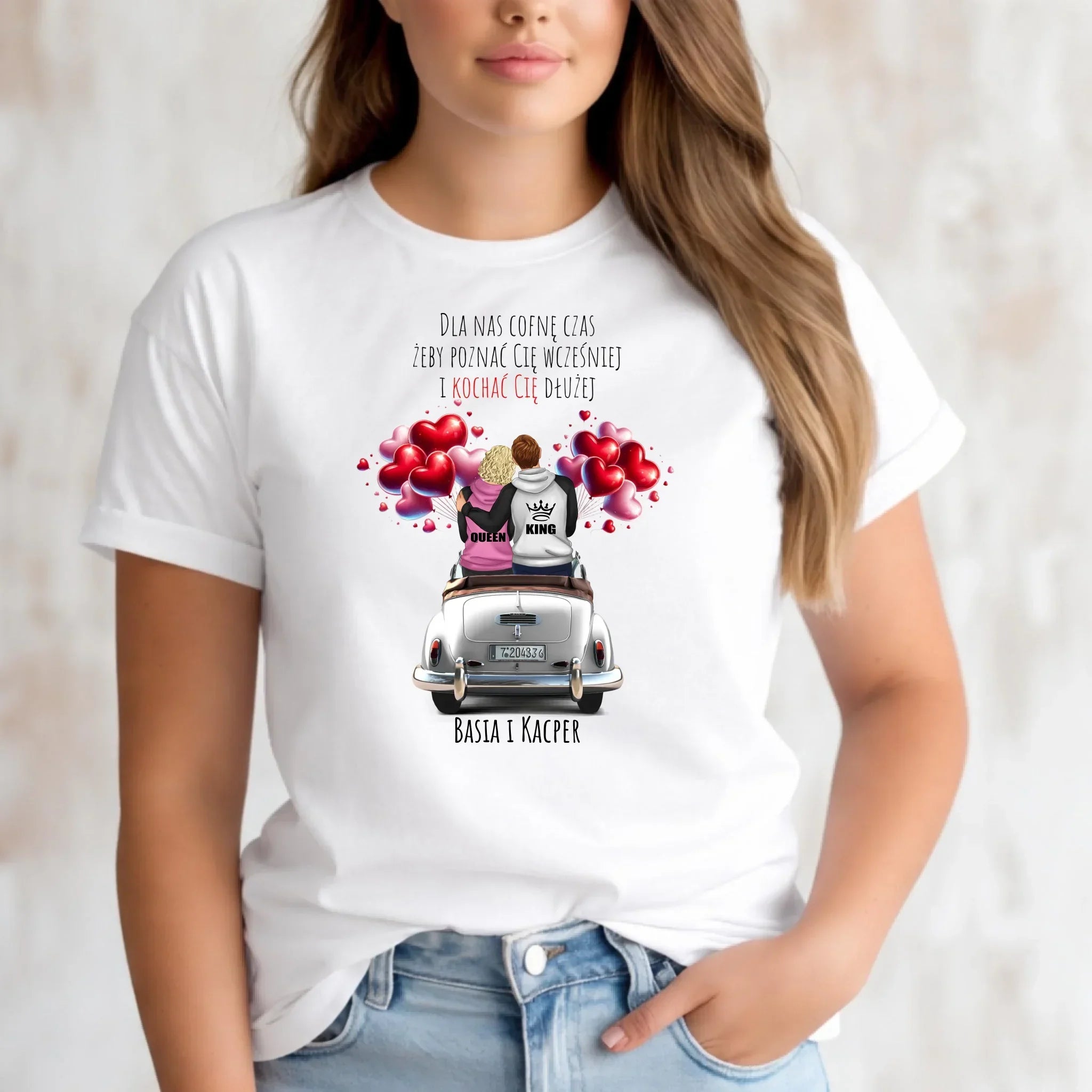 Koszulka damska dla par - Dla nas cofnę czas - personalizowana W08 - StoryCups.pl