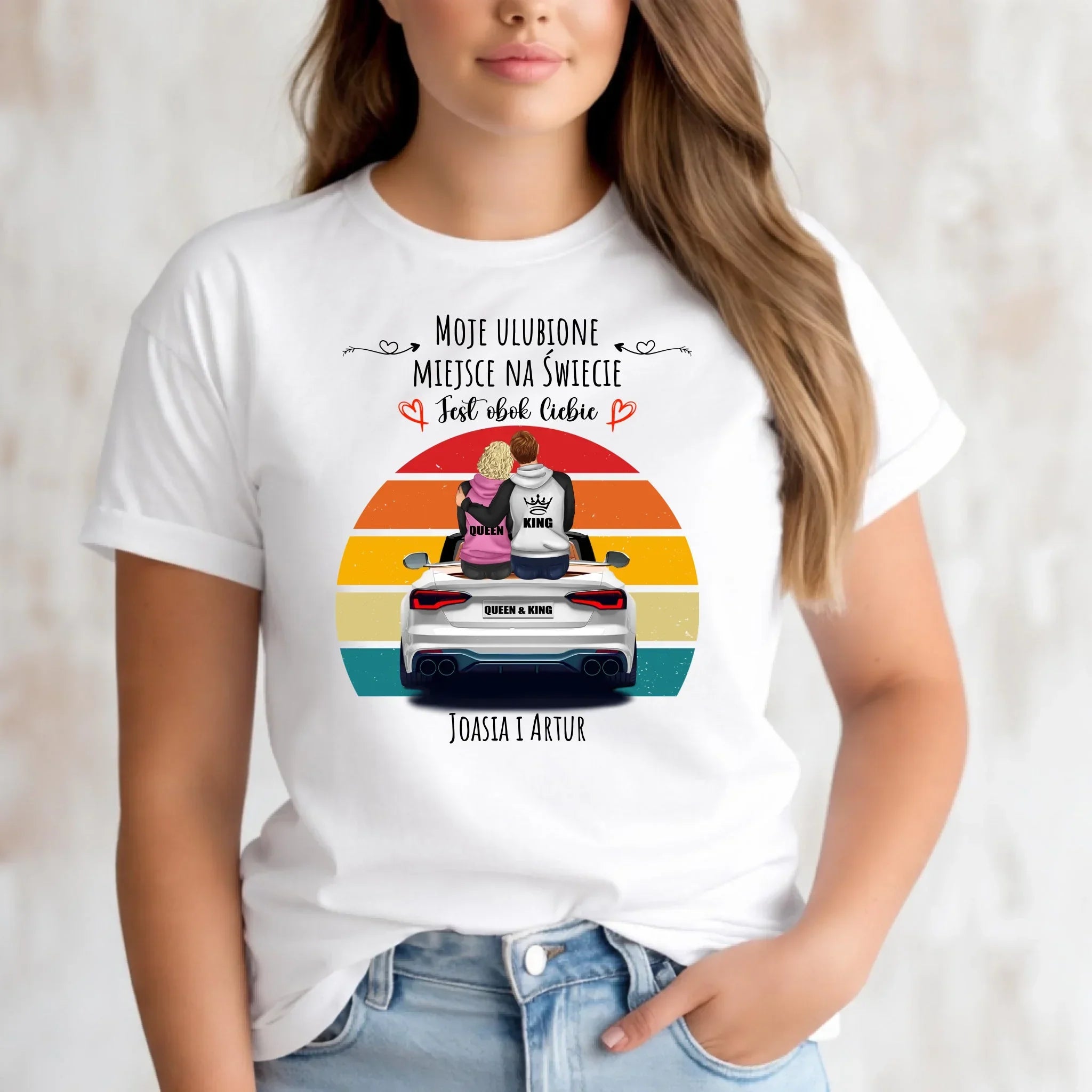 Koszulka damska dla par - Moje ulubione miejsce - personalizowana W06 - StoryCups.pl