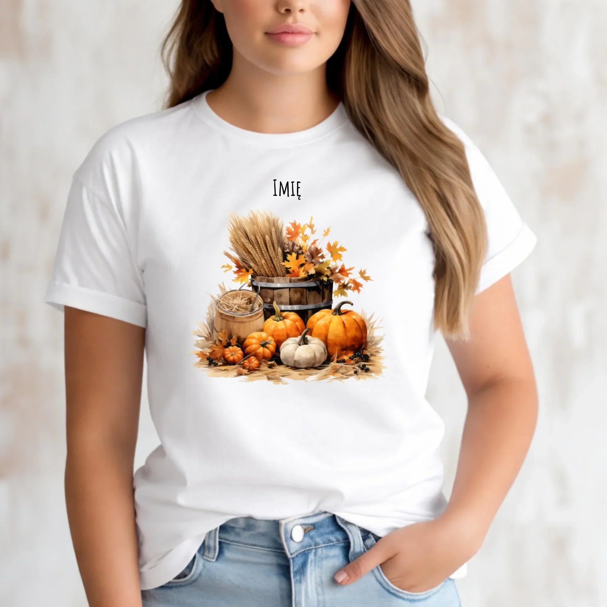 Koszulka damska jesieniara - Harvest vibes - personalizowana JS09 - StoryCups.pl