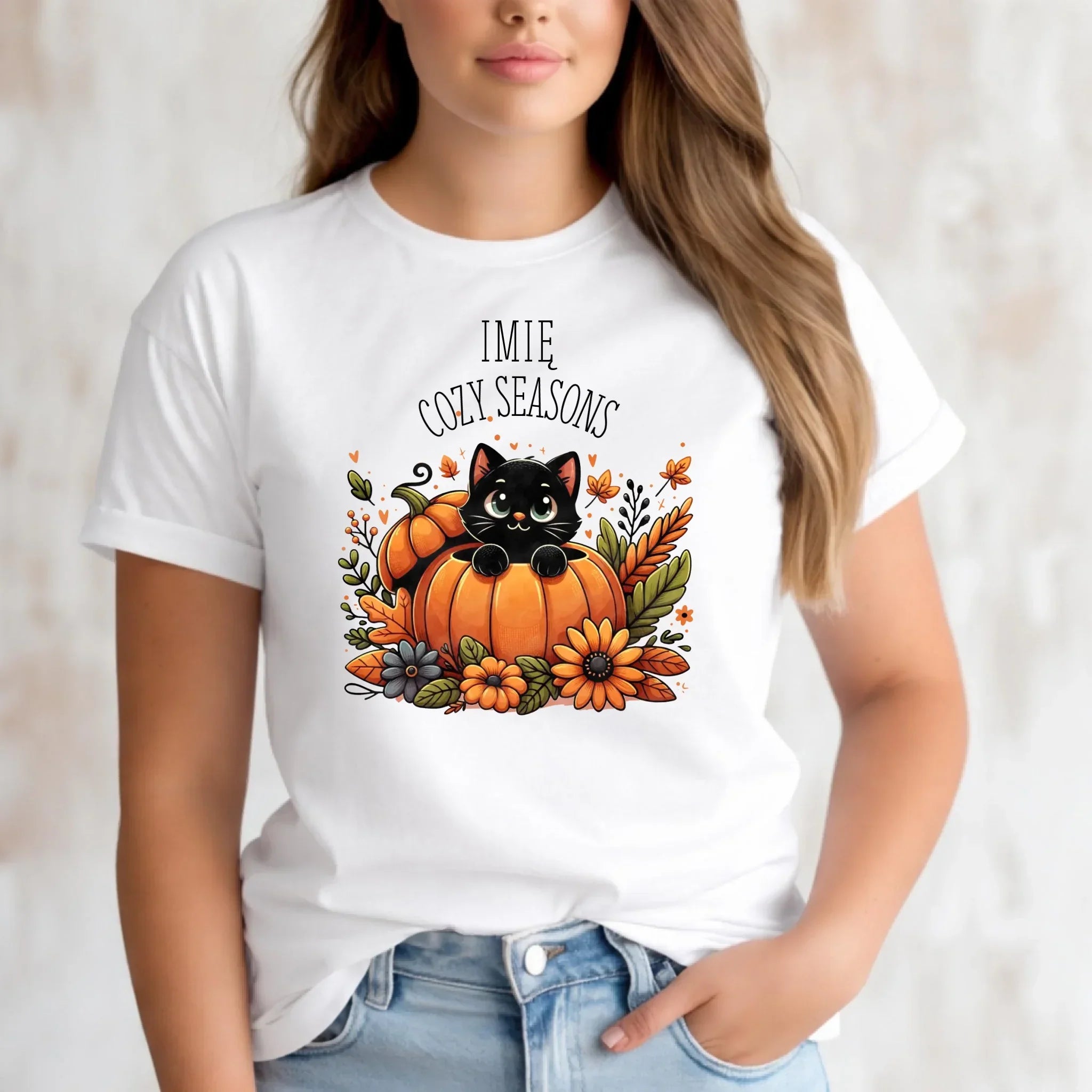 Koszulka damska jesieniara - Cozy Seasons - personalizowana JS01 - StoryCups.pl