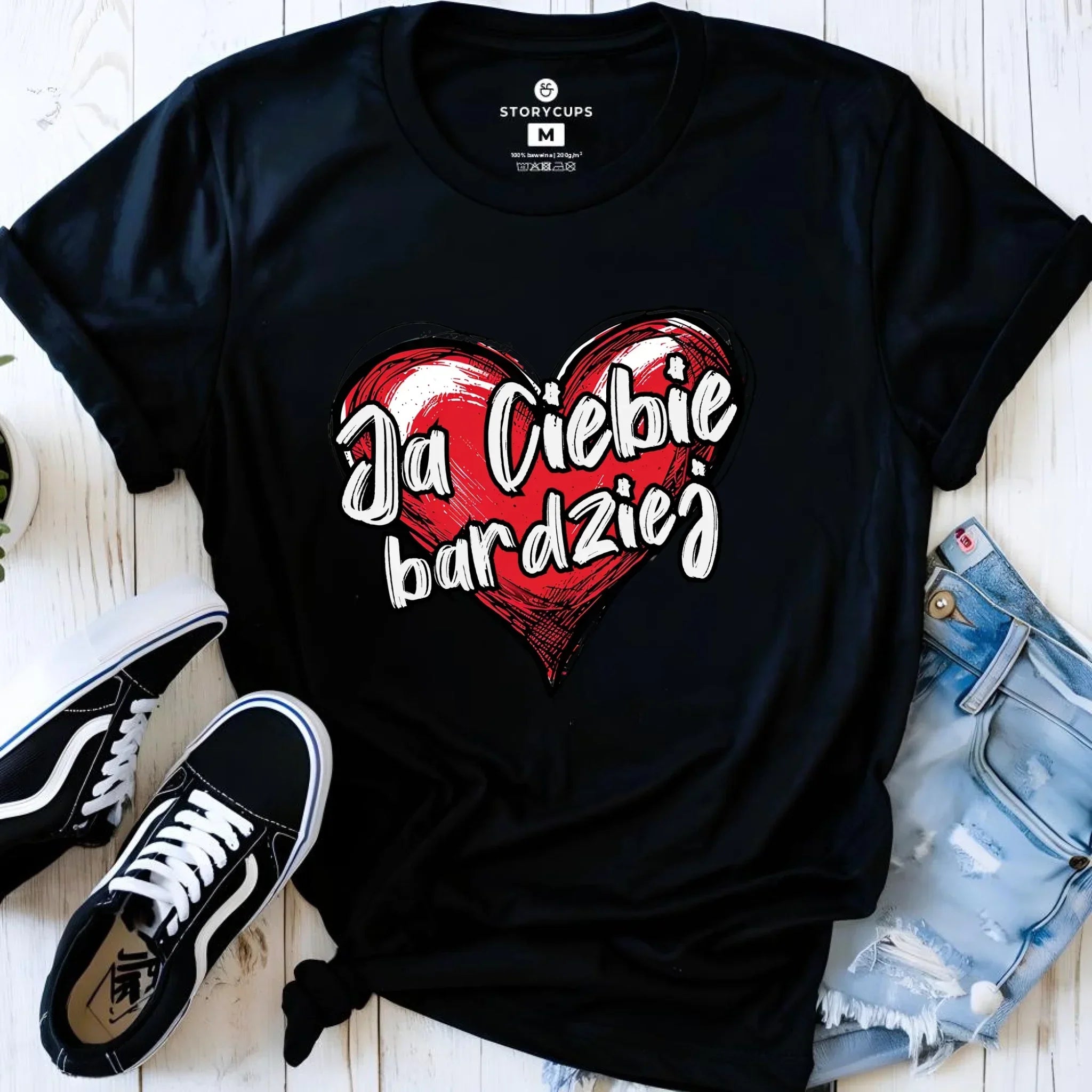 Koszulka damska - Serce Ja Ciebie bardziej W84 - StoryCups.pl