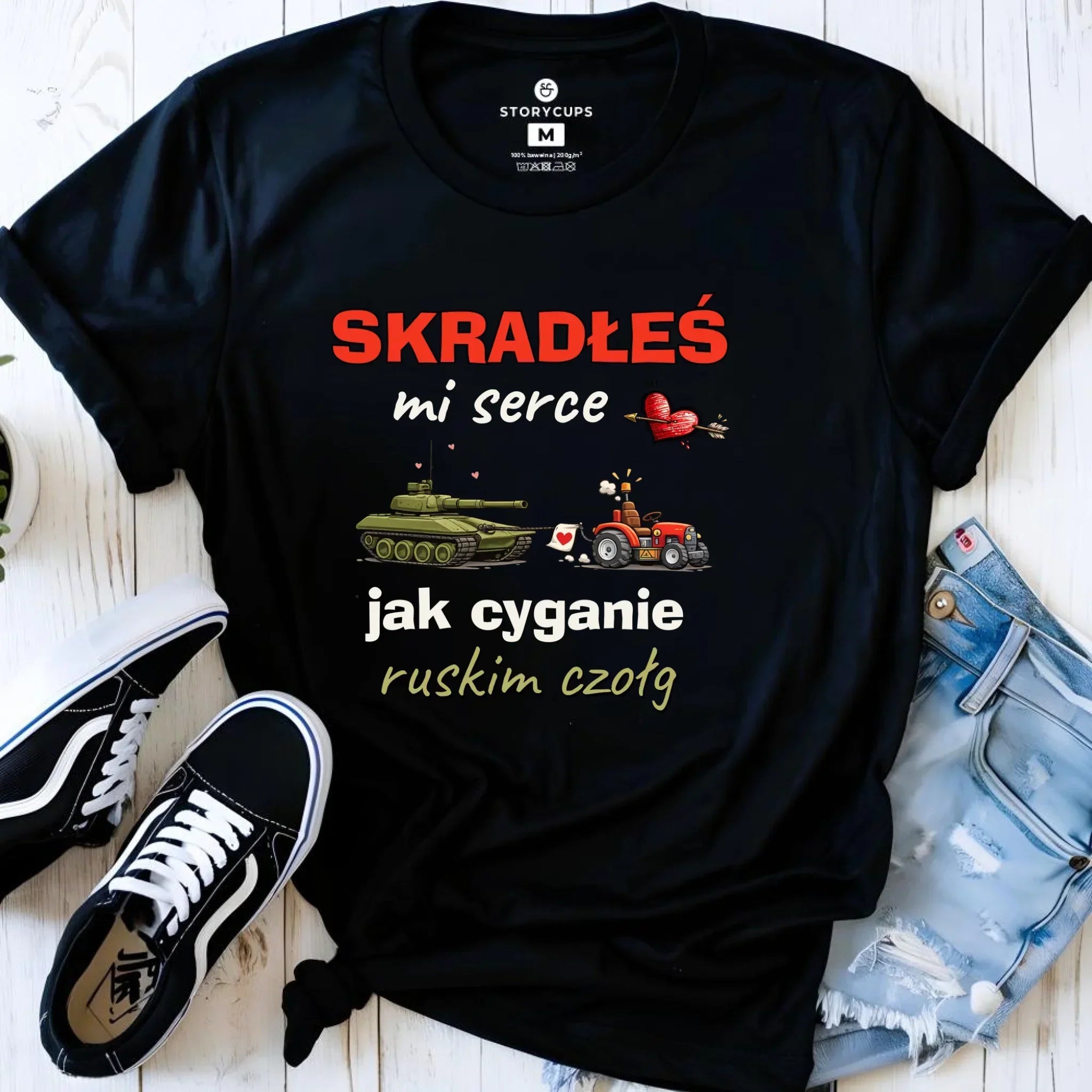 Koszulka damska - Skradłeś mi serce jak cyganie ruskim czołg W77 - StoryCups.pl
